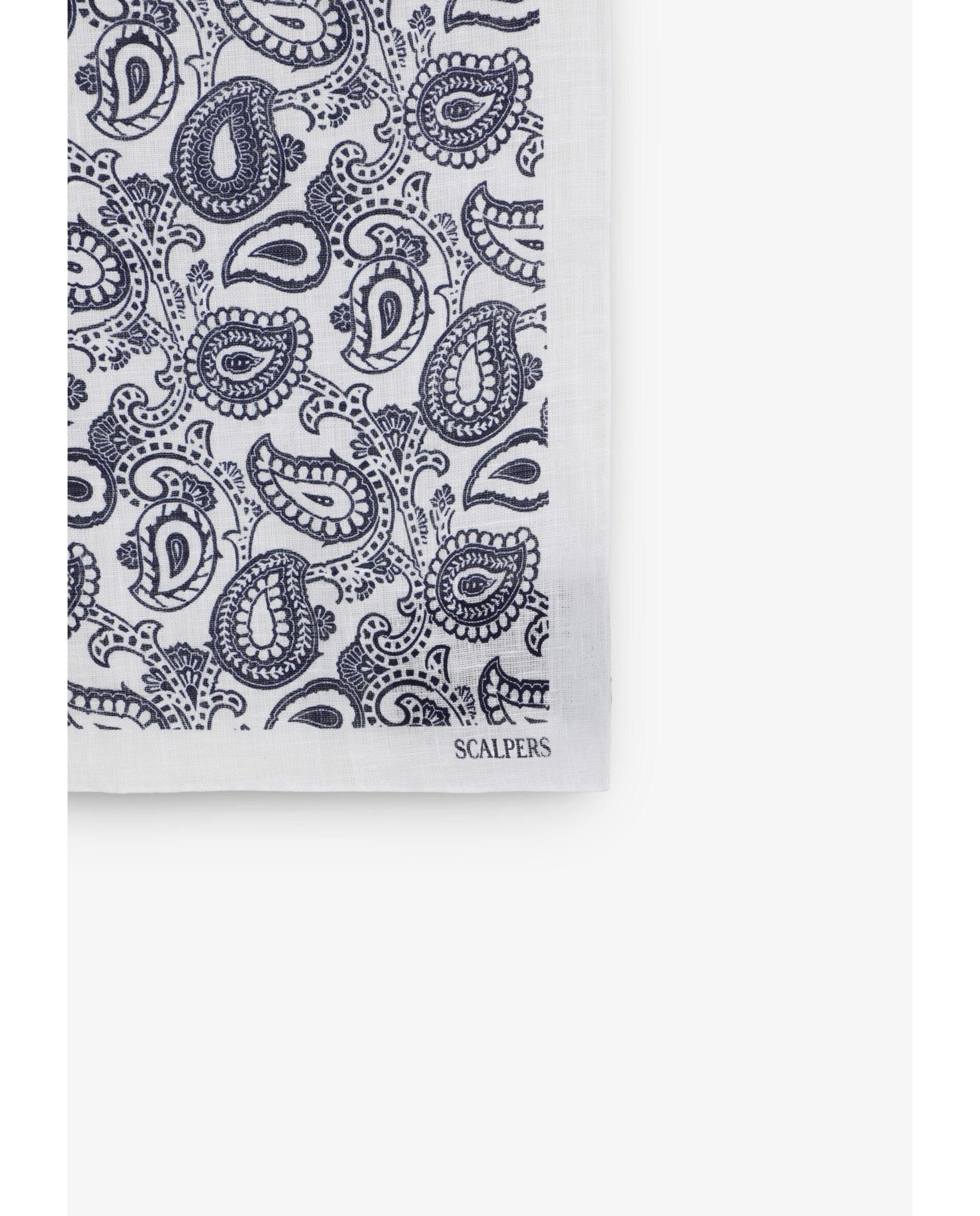 Lenço de Bolso com Estampado Paisley Branco-2