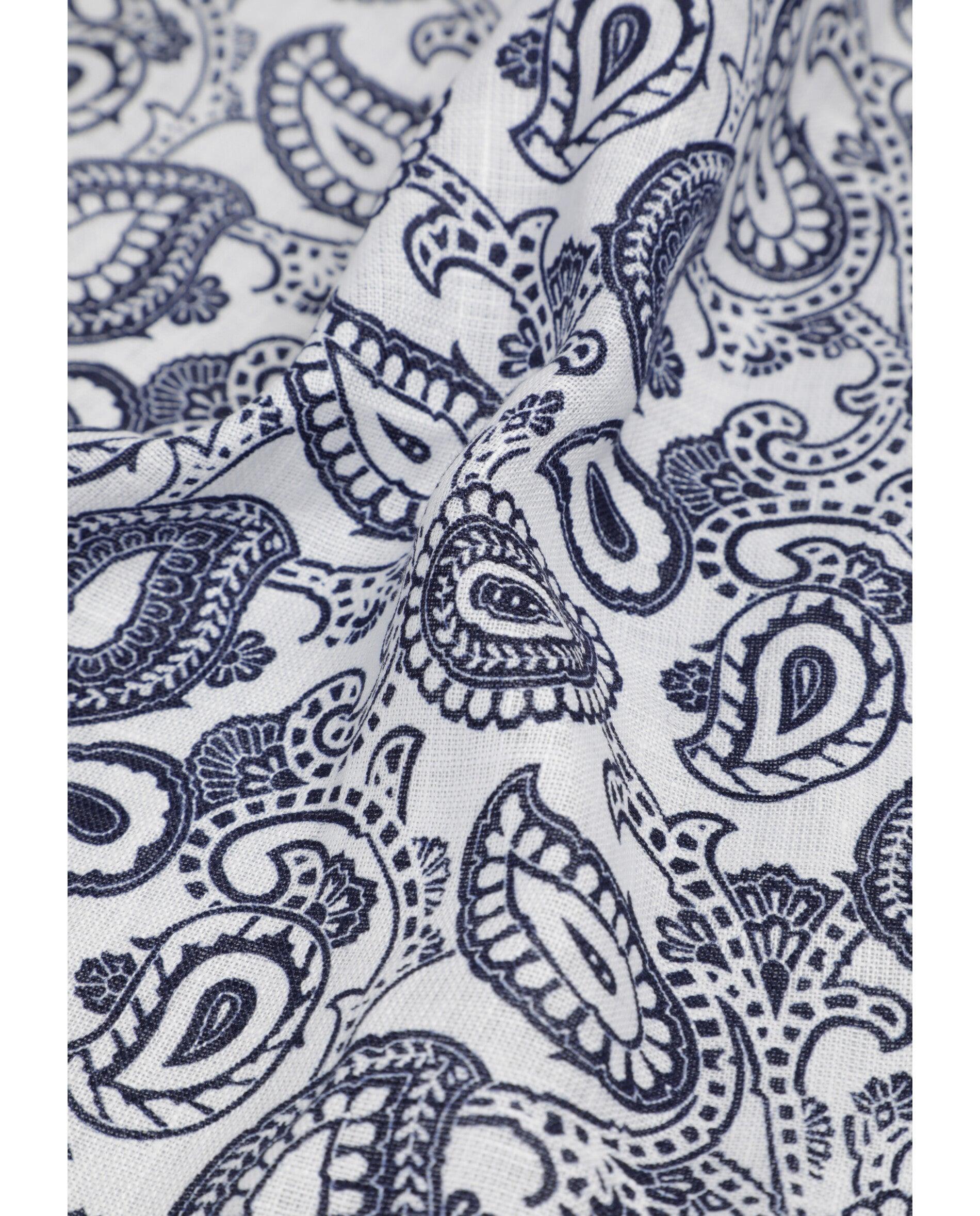 Lenço de Bolso com Estampado Paisley Branco-3