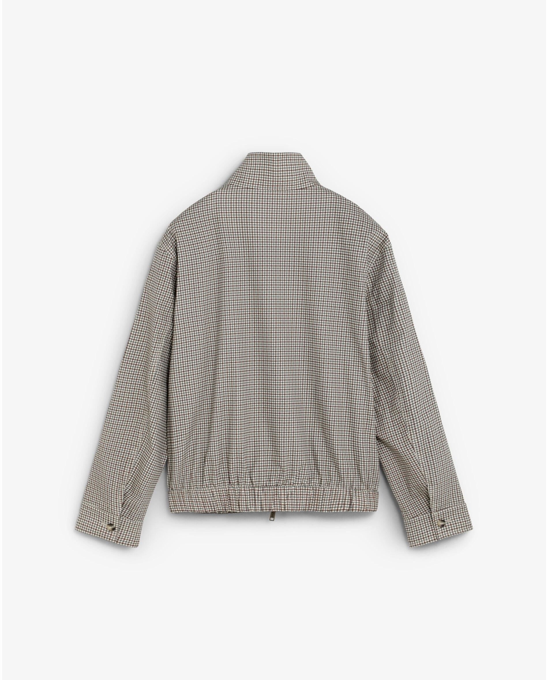 Blusão Aos Quadrados Vichy com Fecho Zip Castanho / Branco gasto-2
