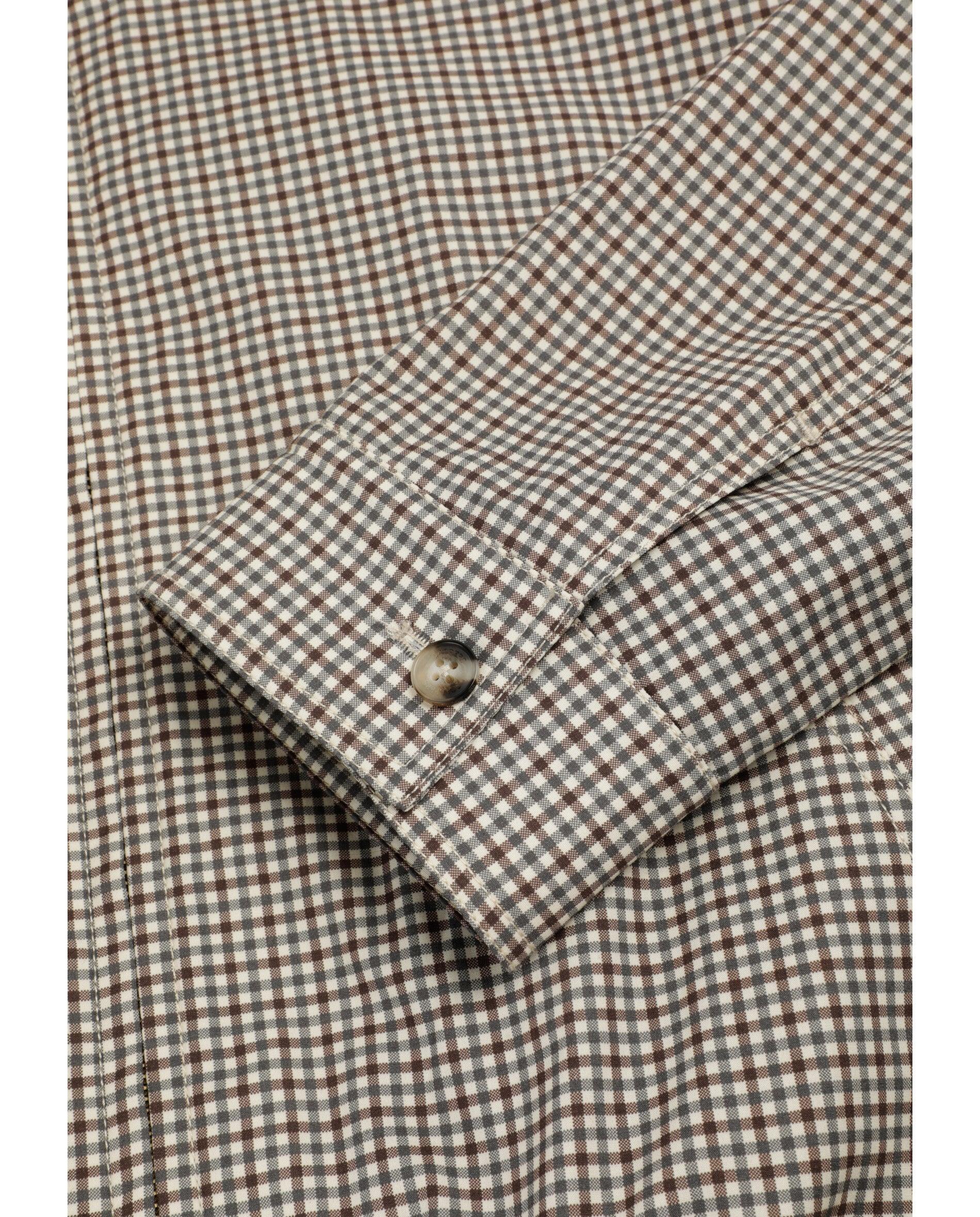 Blusão Aos Quadrados Vichy com Fecho Zip Castanho / Branco gasto-3