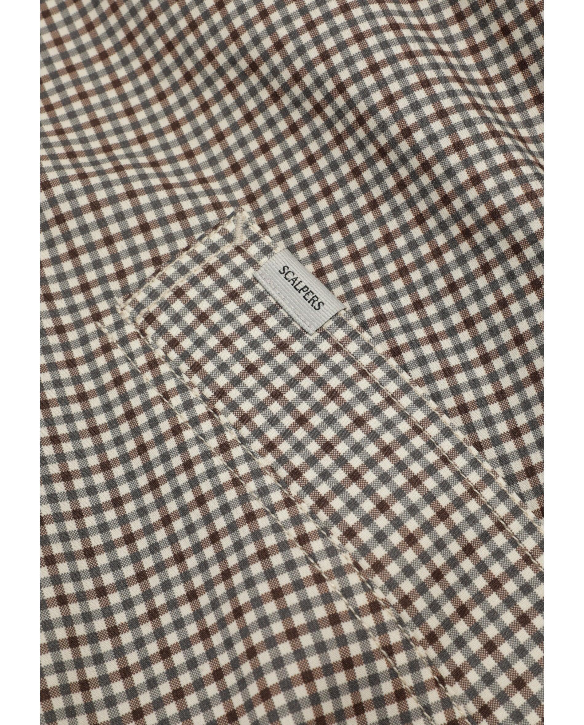 Blusão Aos Quadrados Vichy com Fecho Zip Castanho / Branco gasto-4