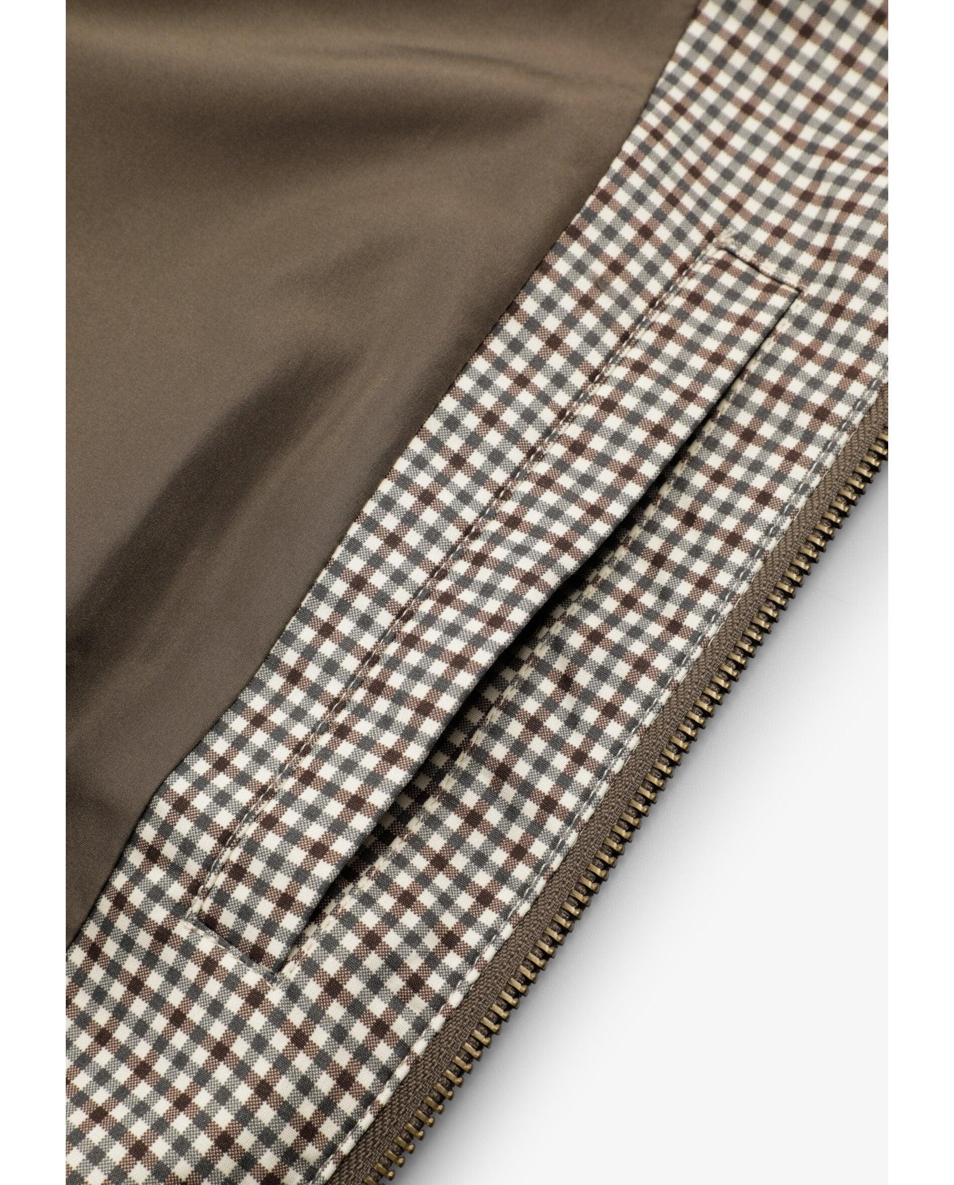 Blusão Aos Quadrados Vichy com Fecho Zip Castanho / Branco gasto-6