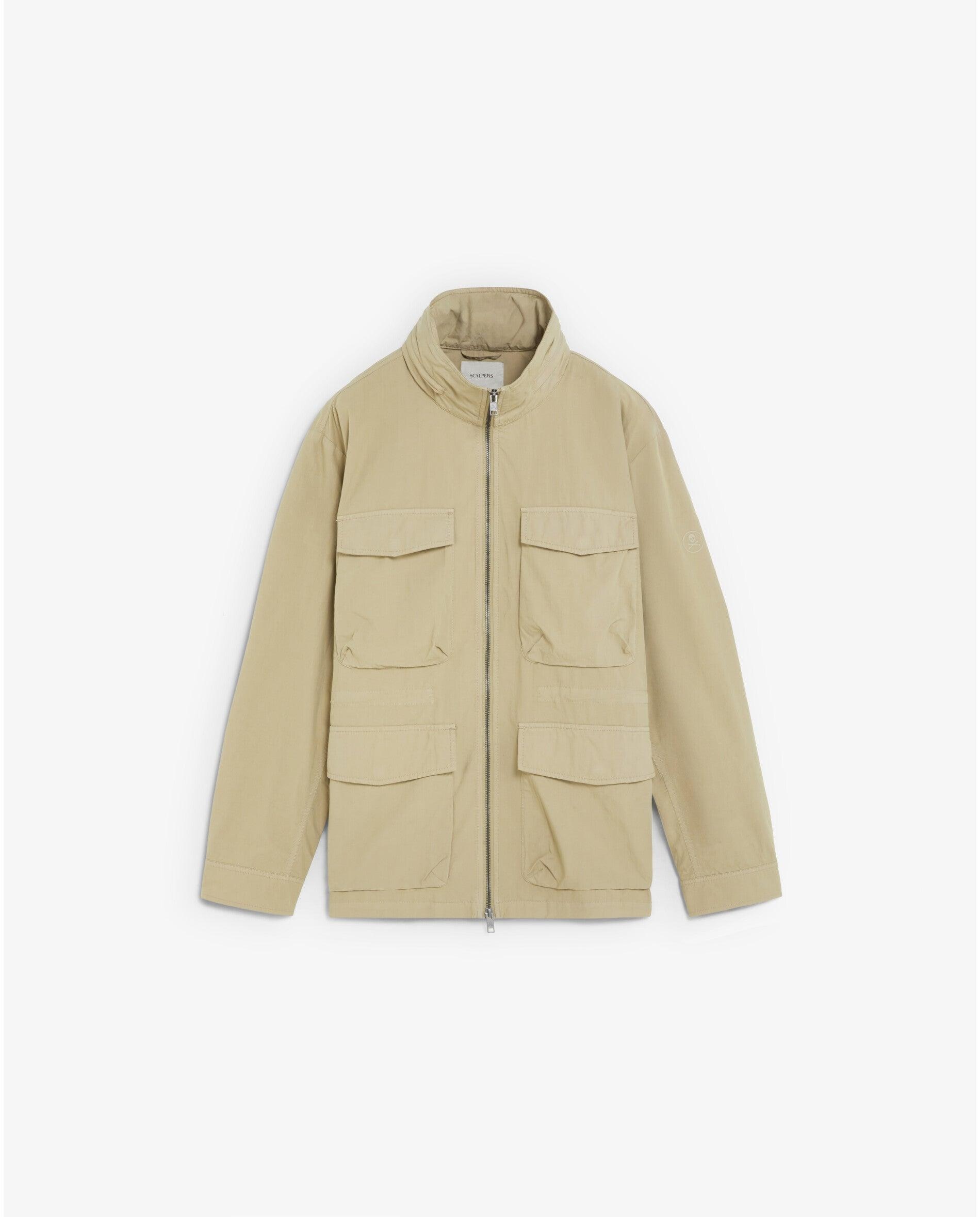 Casaco Estilo Utility com Gola Alta e Fecho Zip Camel-6