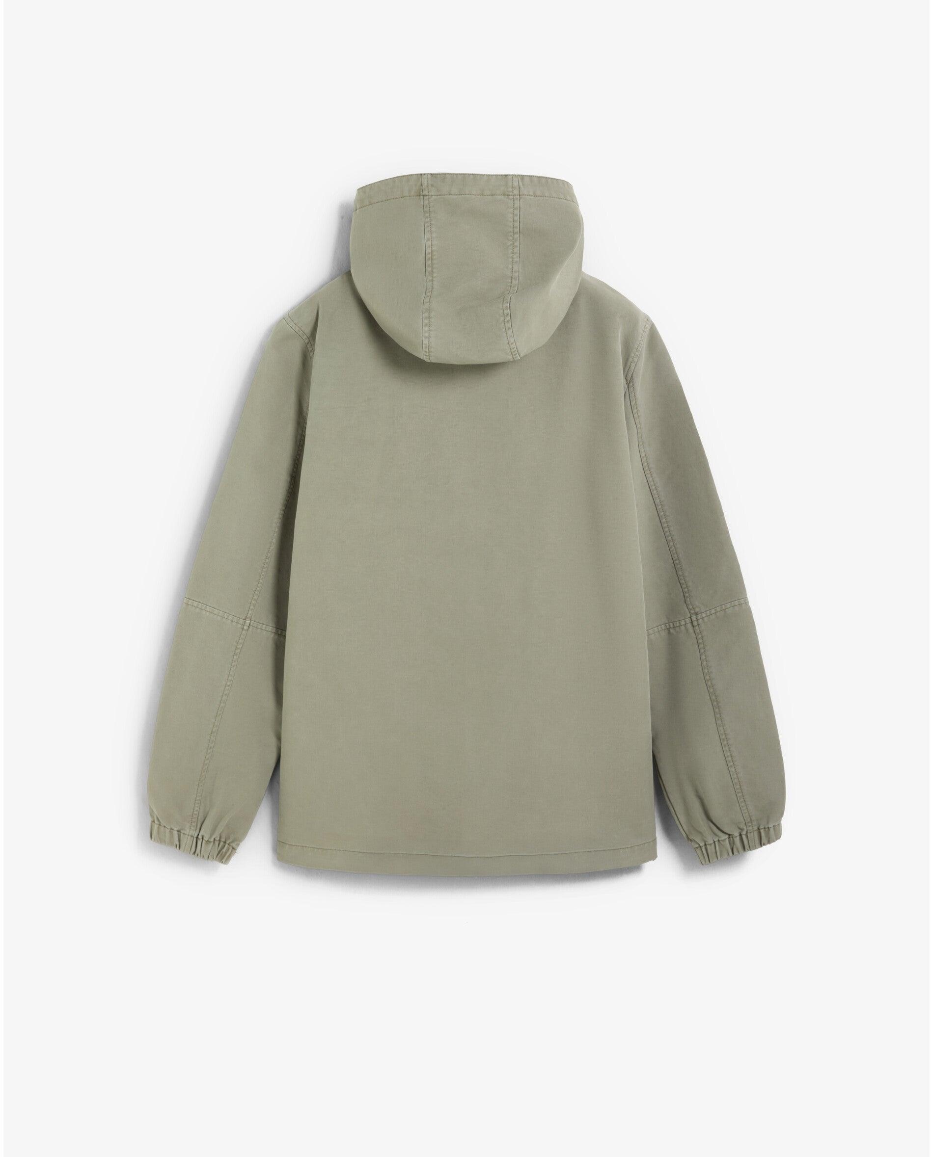 Parka de Algodão com Capuz e Fecho Zip Caqui-2