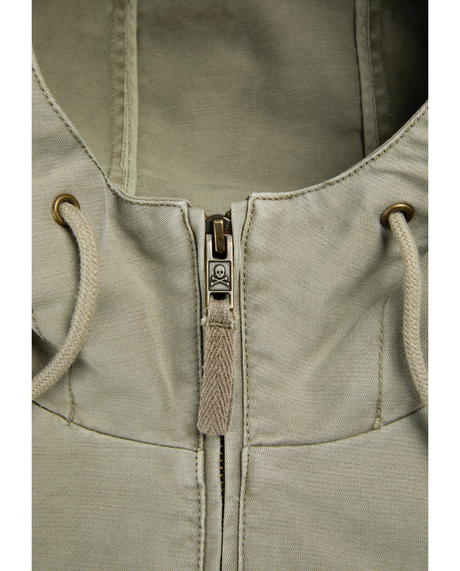 Parka de Algodão com Capuz e Fecho Zip Caqui-3