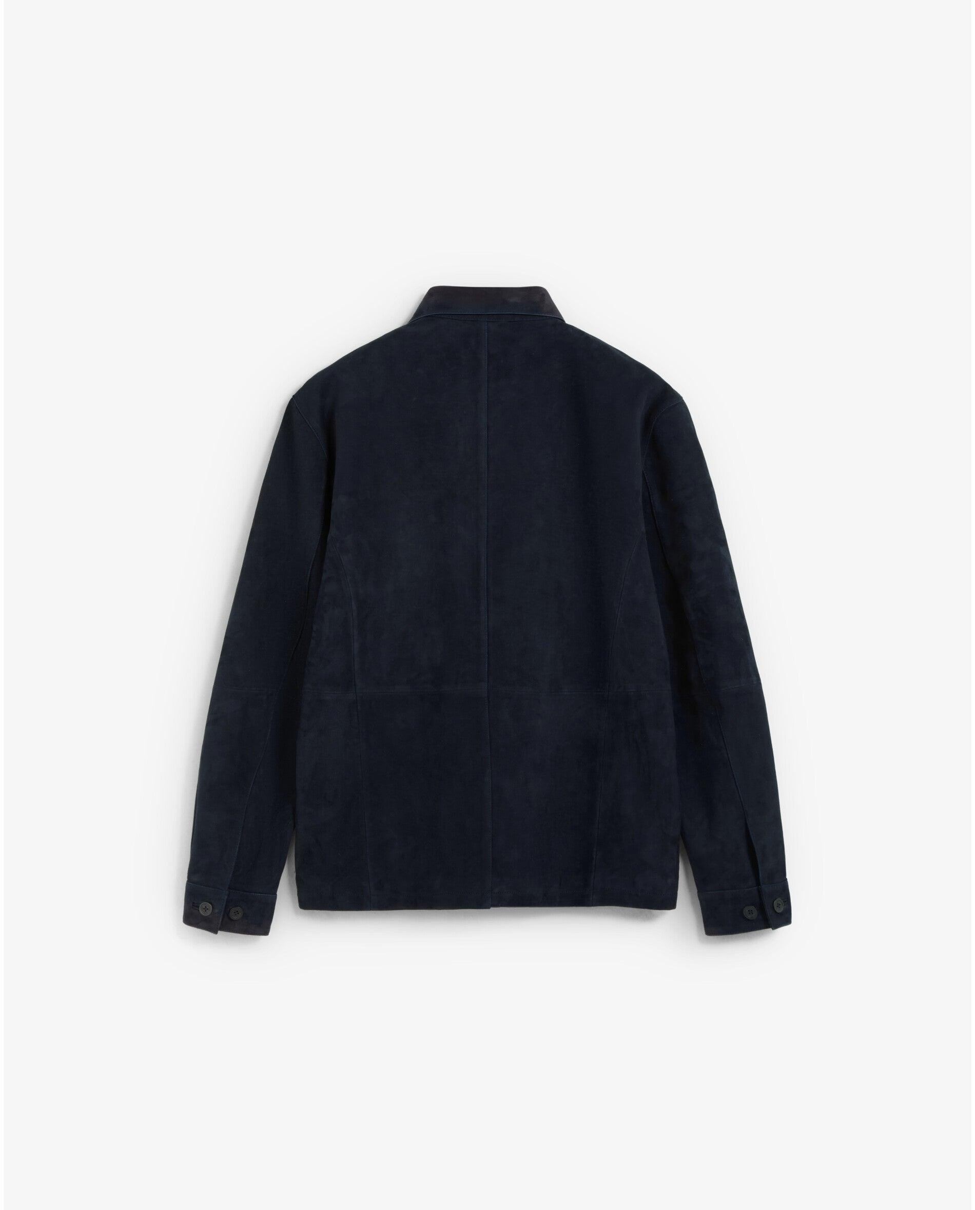 Sobrecamisa de Camurça com Bolso no Peito Navy-7
