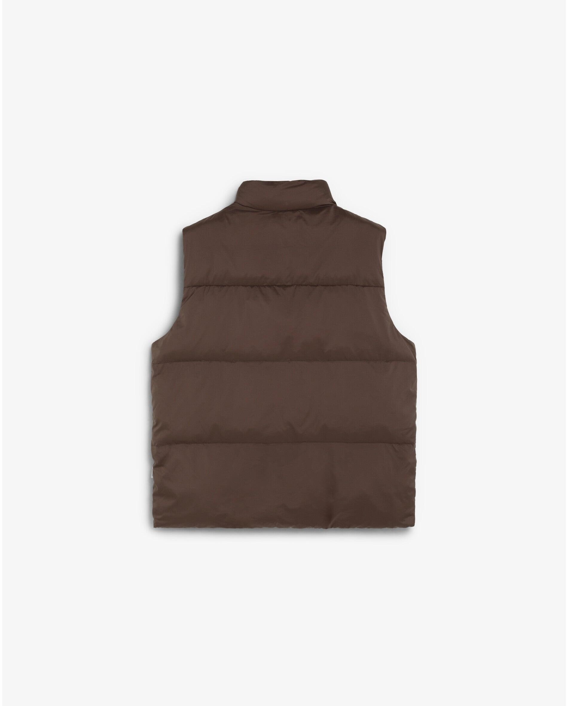 Colete Sobretudo com Gola Alta e Fecho Zip Castanho-2