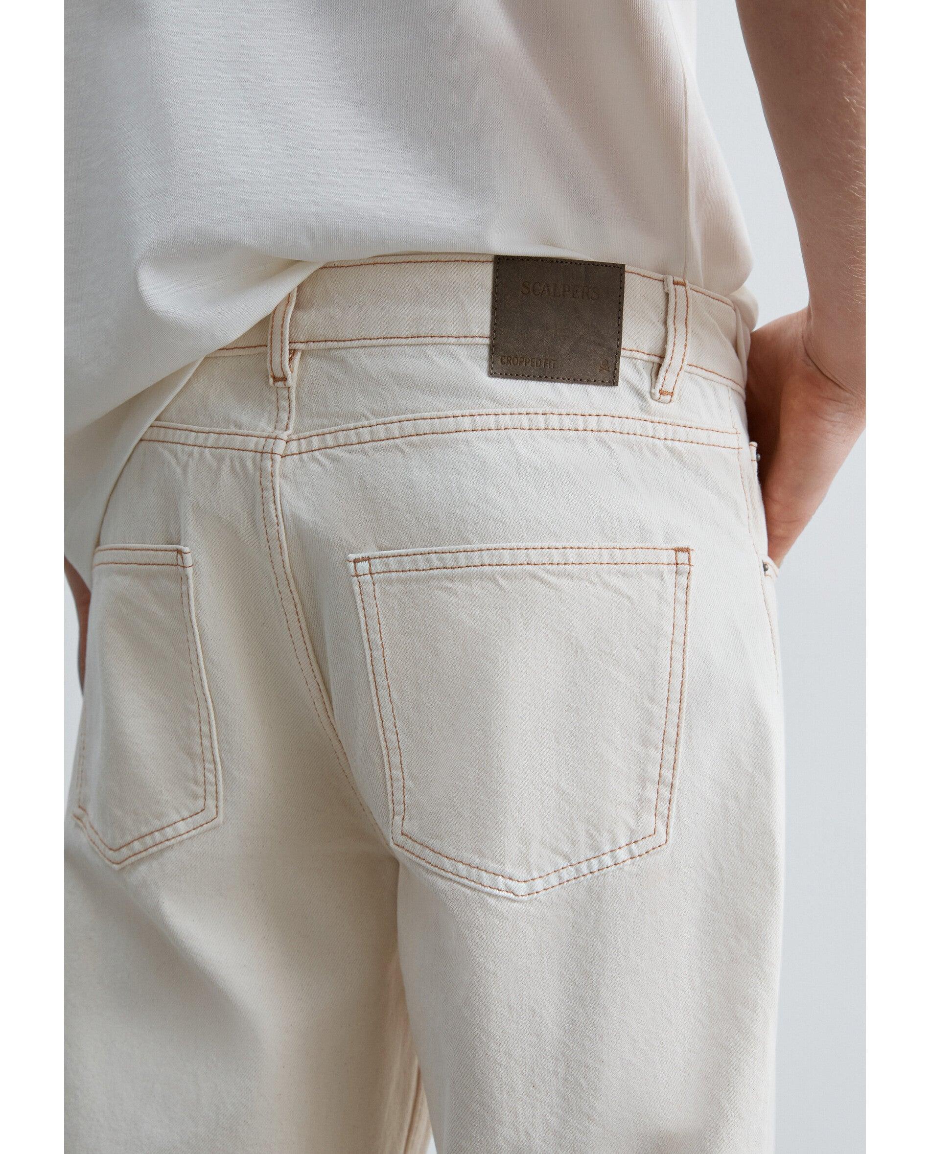 Jeans com Corte a Direito Cropped Fit com Presilhas na Cintura Natural-5