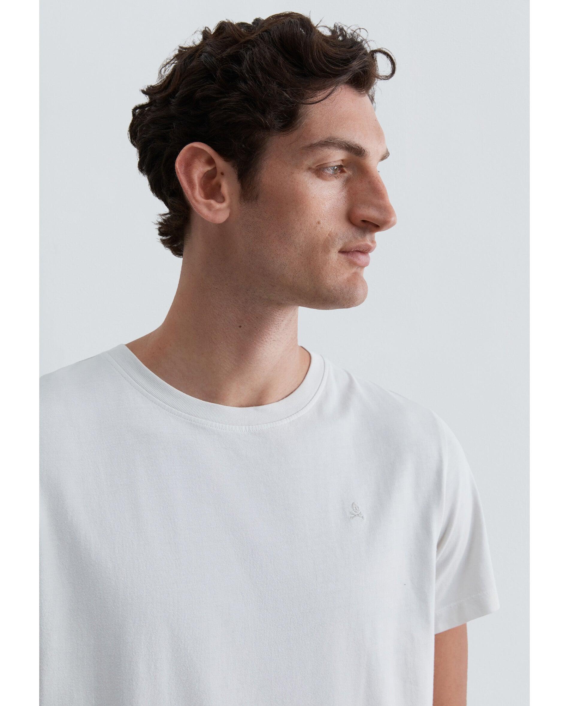 T-shirt de Manga Curta Regular Fit com Caveira Bordada Cinzento-claro-4