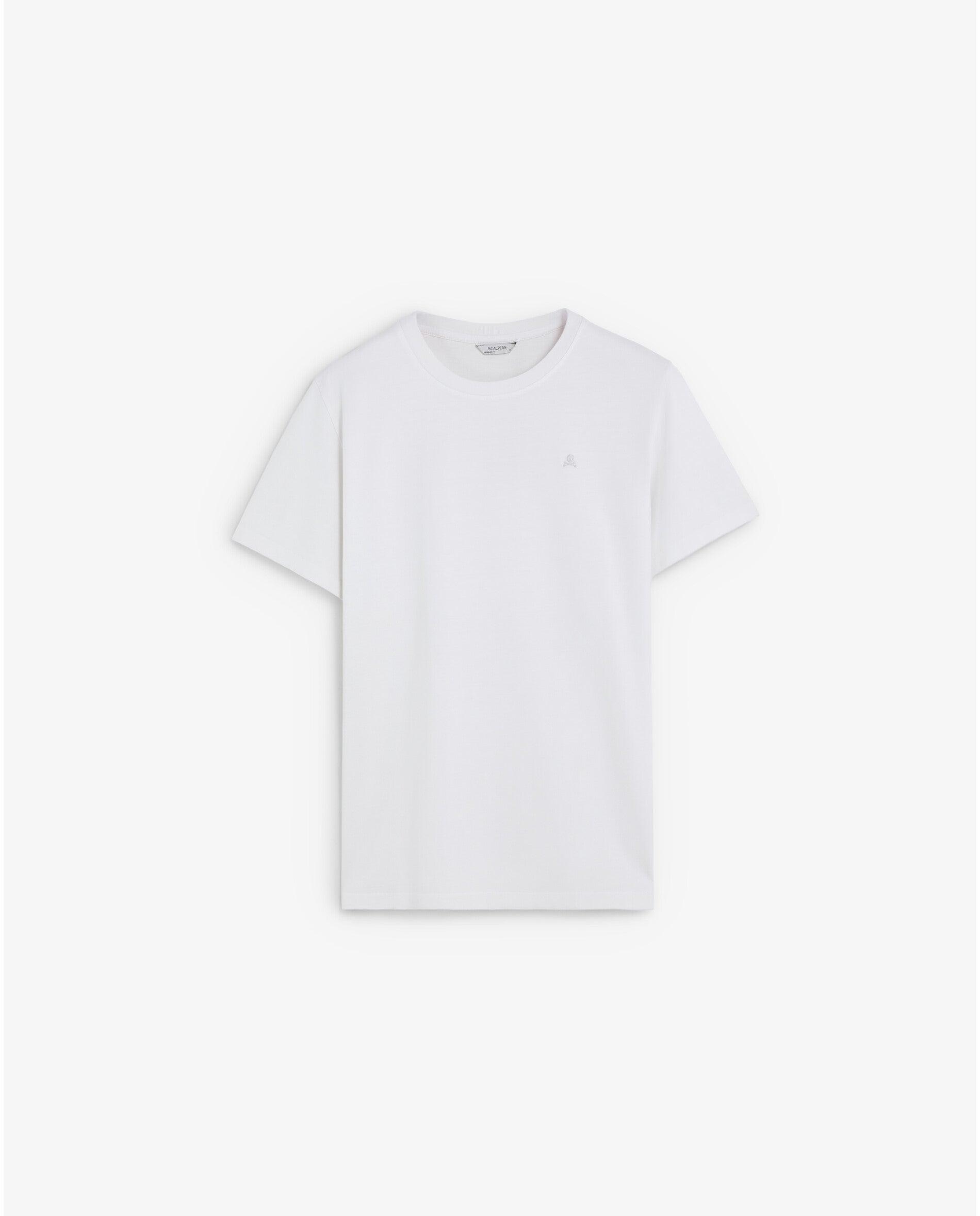 T-shirt de Manga Curta Regular Fit com Caveira Bordada Cinzento-claro-5