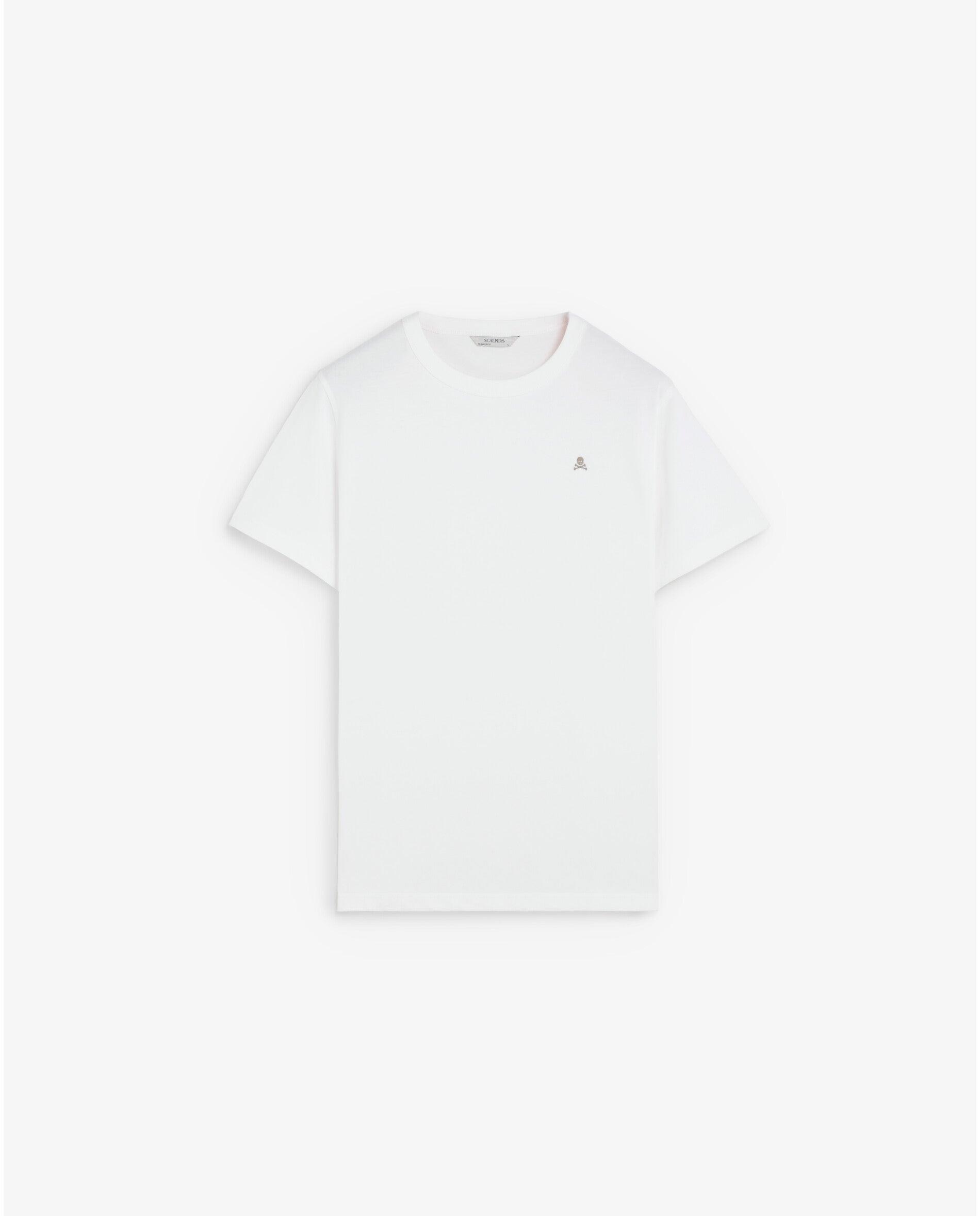 T-shirt de Manga Curta Regular Fit com Caveira Bordada em Contraste Branco-5