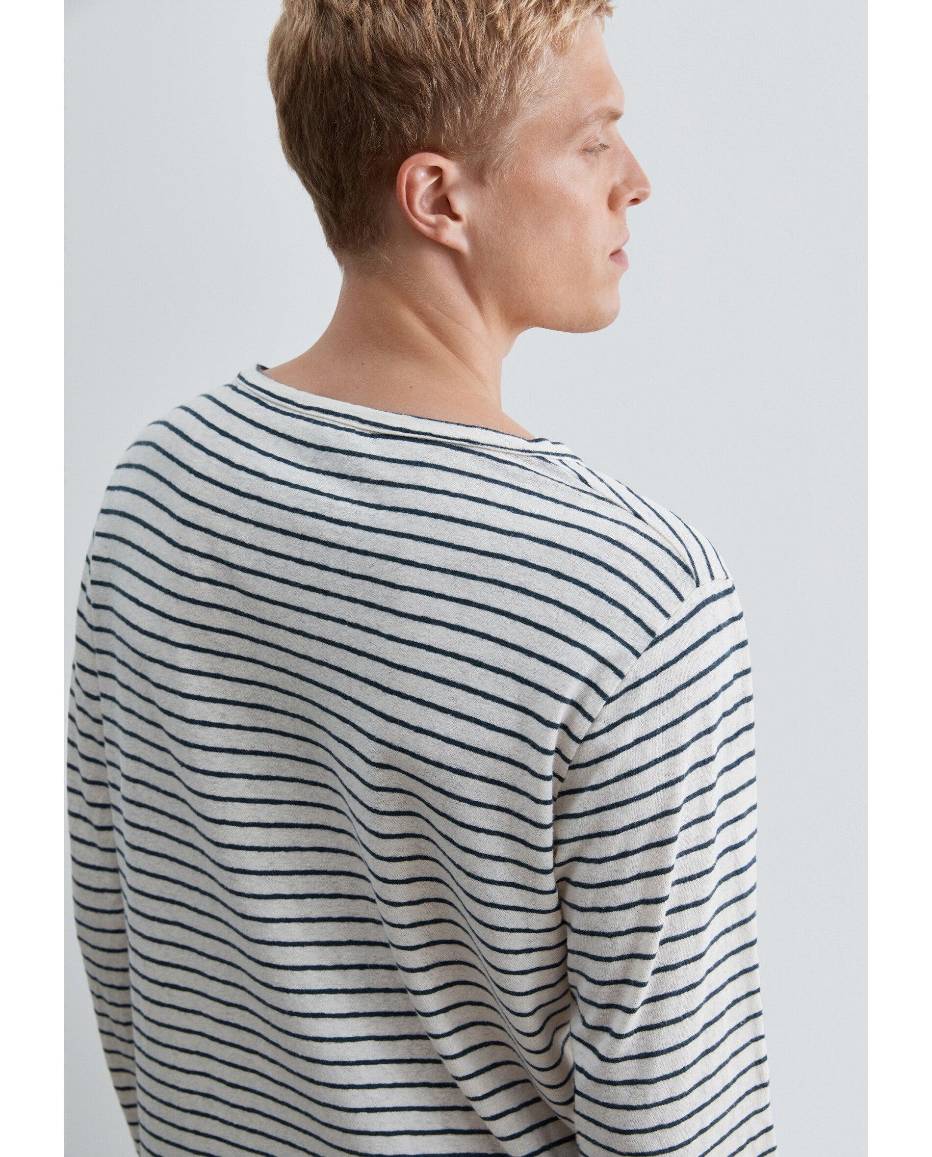 T-shirt de Manga Comprida com Estampado Às Riscas Navy-7
