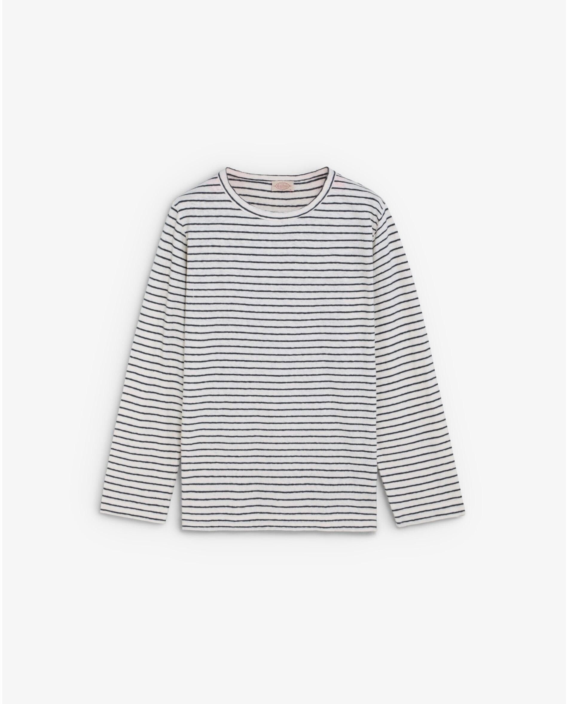 T-shirt de Manga Comprida com Estampado Às Riscas Navy-8