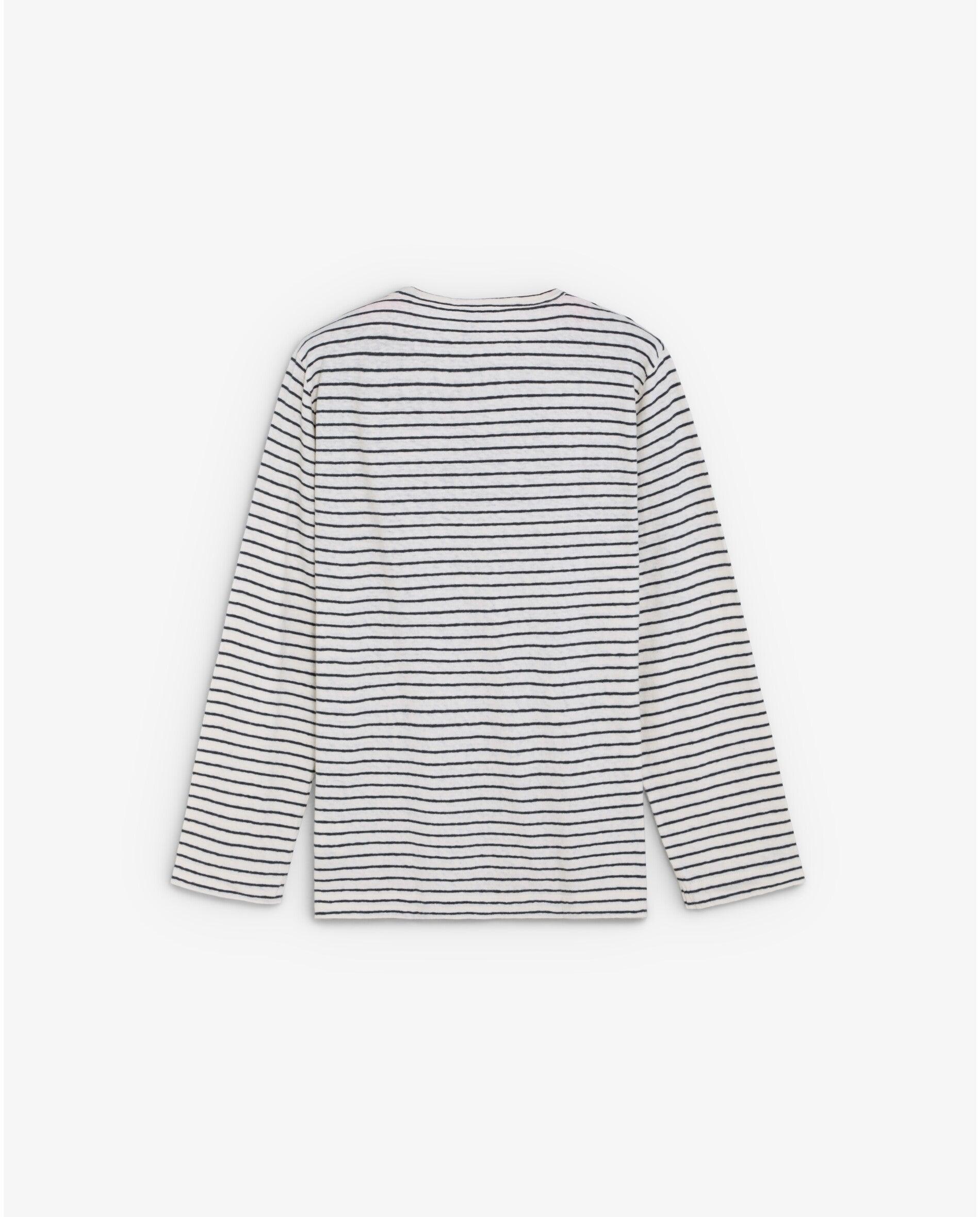 T-shirt de Manga Comprida com Estampado Às Riscas Navy-9