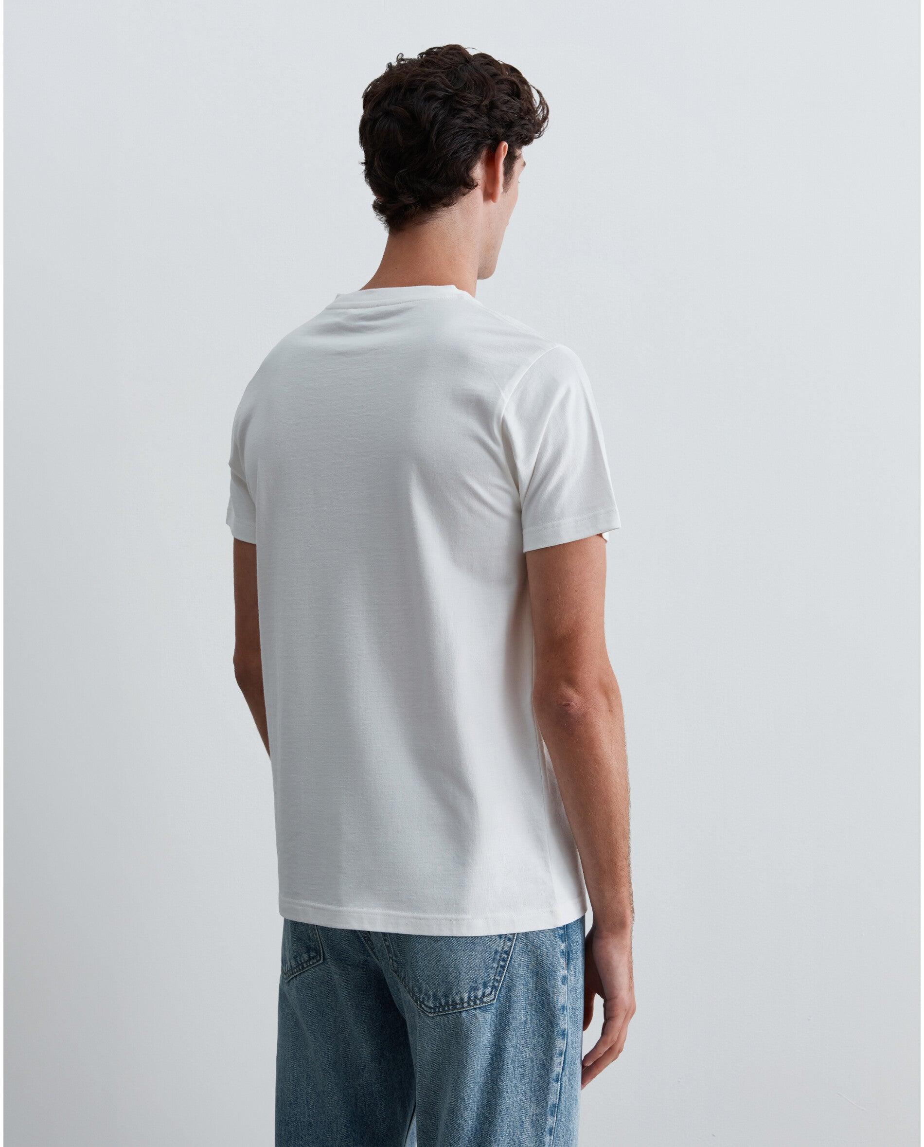 T-shirt de Manga Curta Regular Fit com Detalhe Floral Branco-2