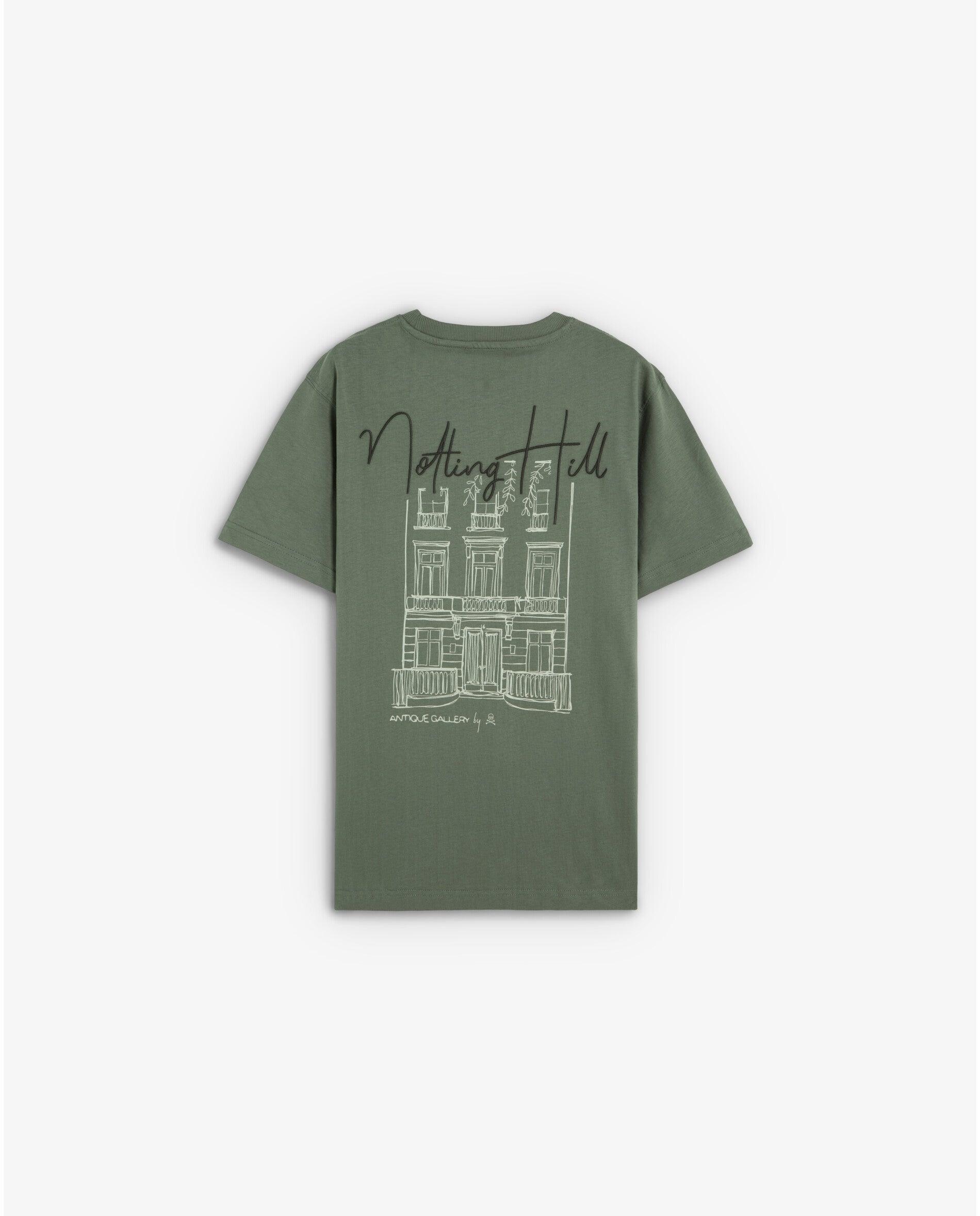 T-shirt Regular Fit com Estampado Posterior Verde-militar-2