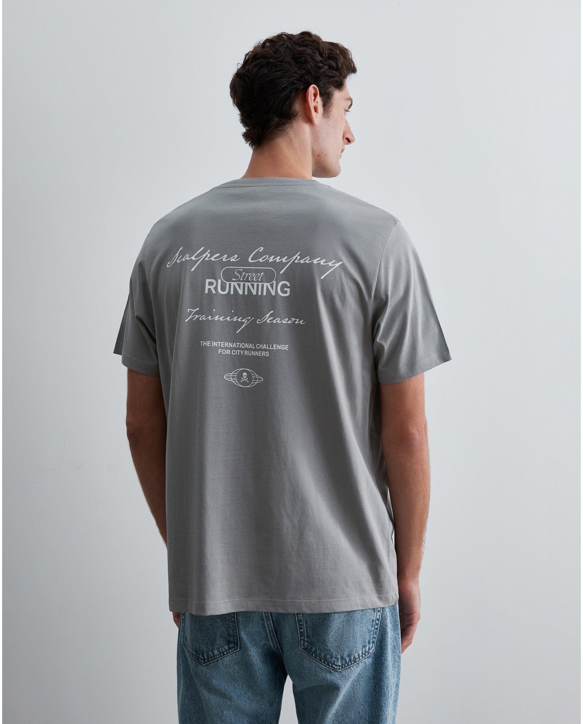 T-shirt de Manga Curta Regular Fit com Estampado Posterior Cinzento-2