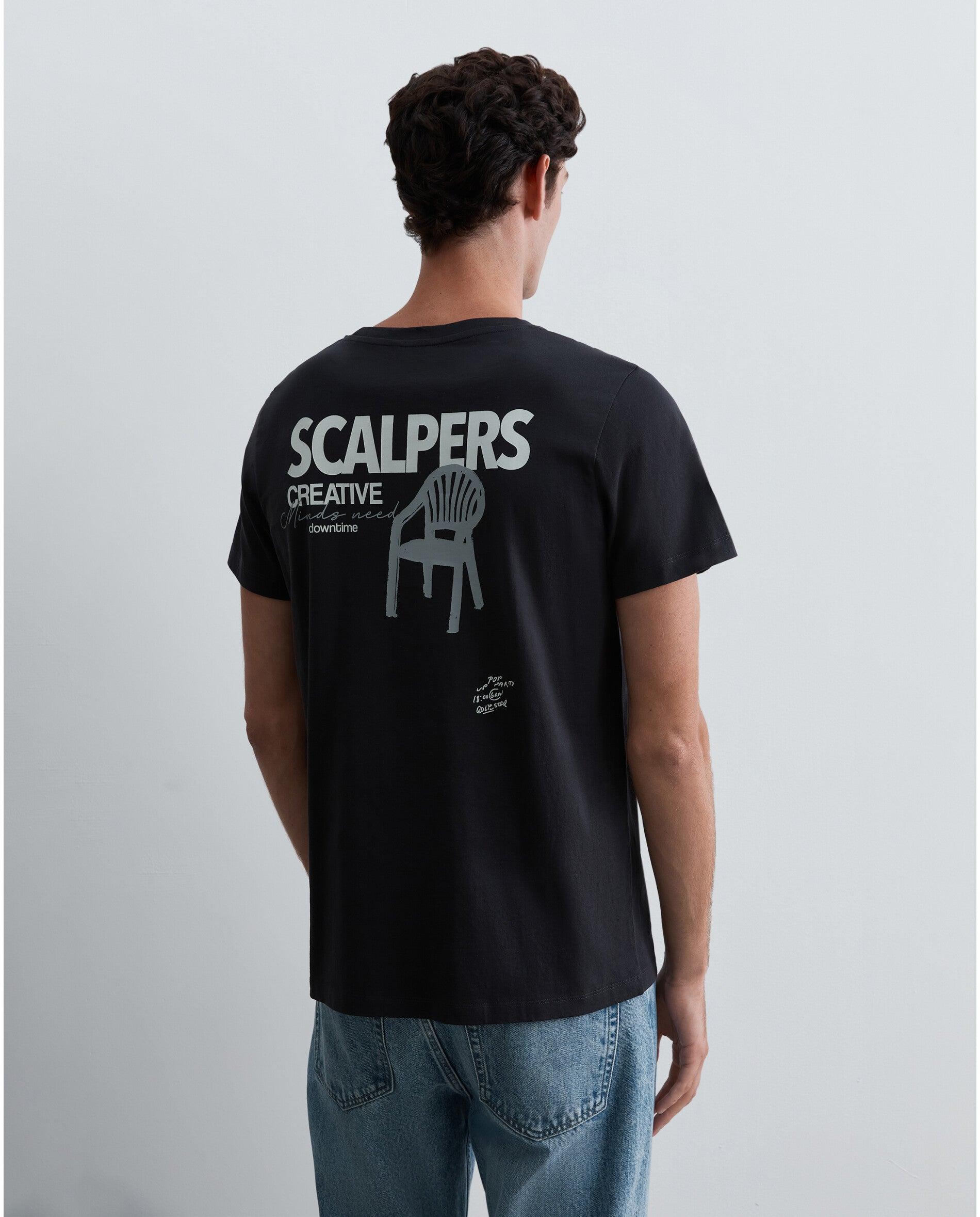 T-shirt de Manga Curta Regular Fit com Estampado Posterior Antracite-2