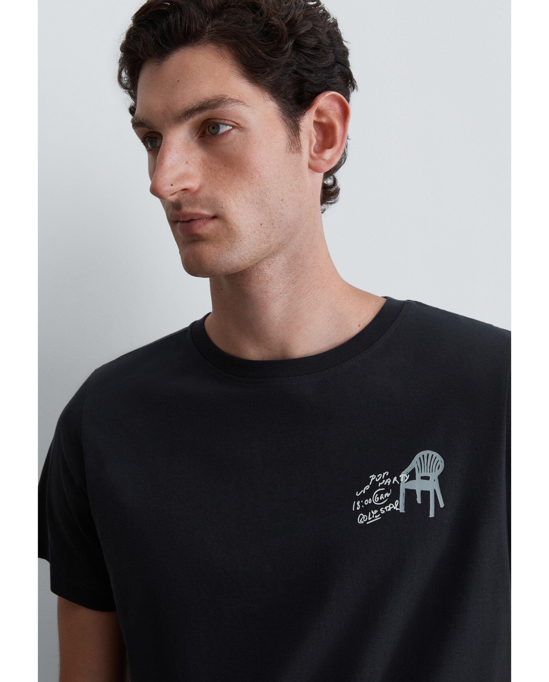 T-shirt de Manga Curta Regular Fit com Estampado Posterior Antracite-4