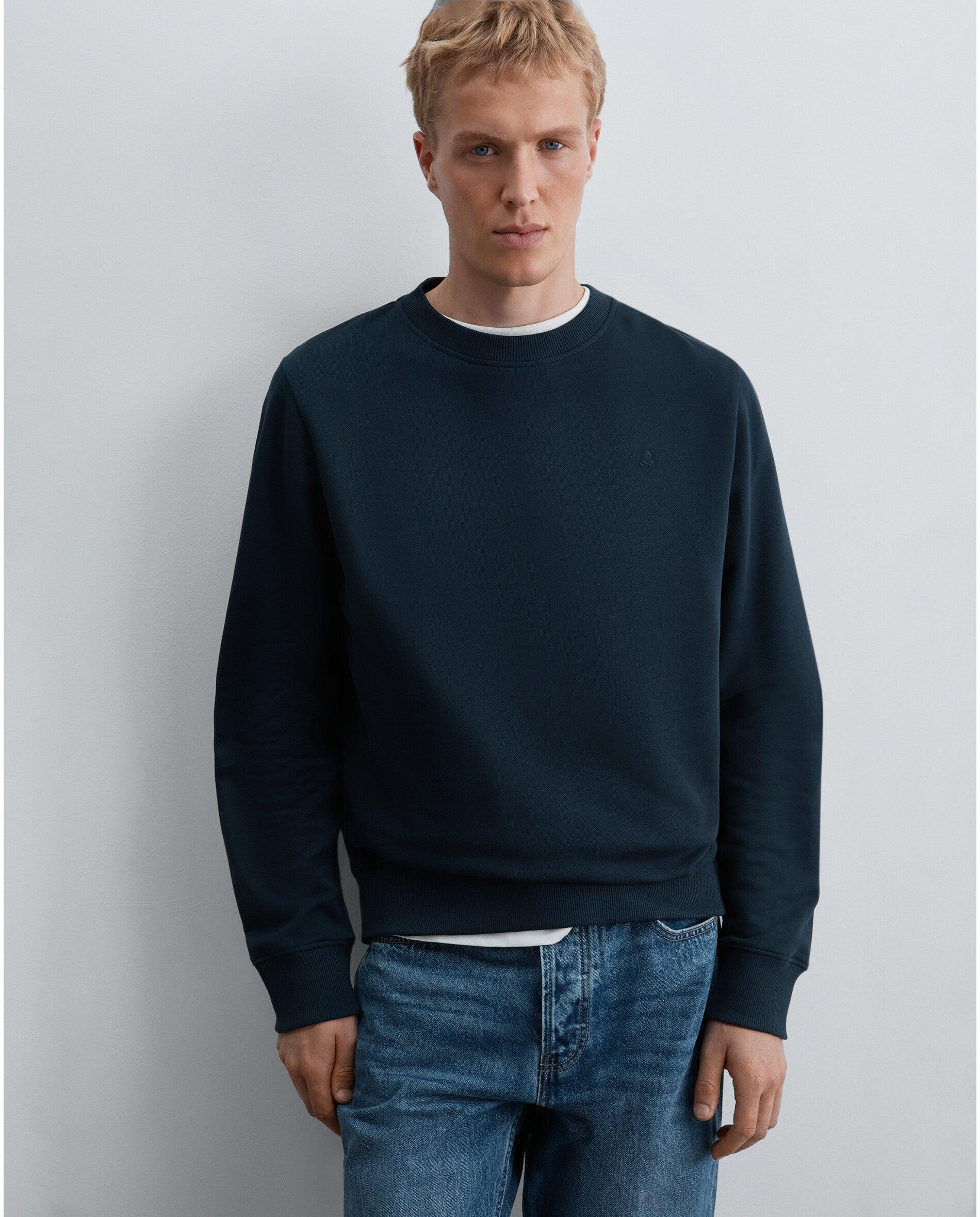 Sweatshirt Regular Fit com Gola Redonda Navy-1