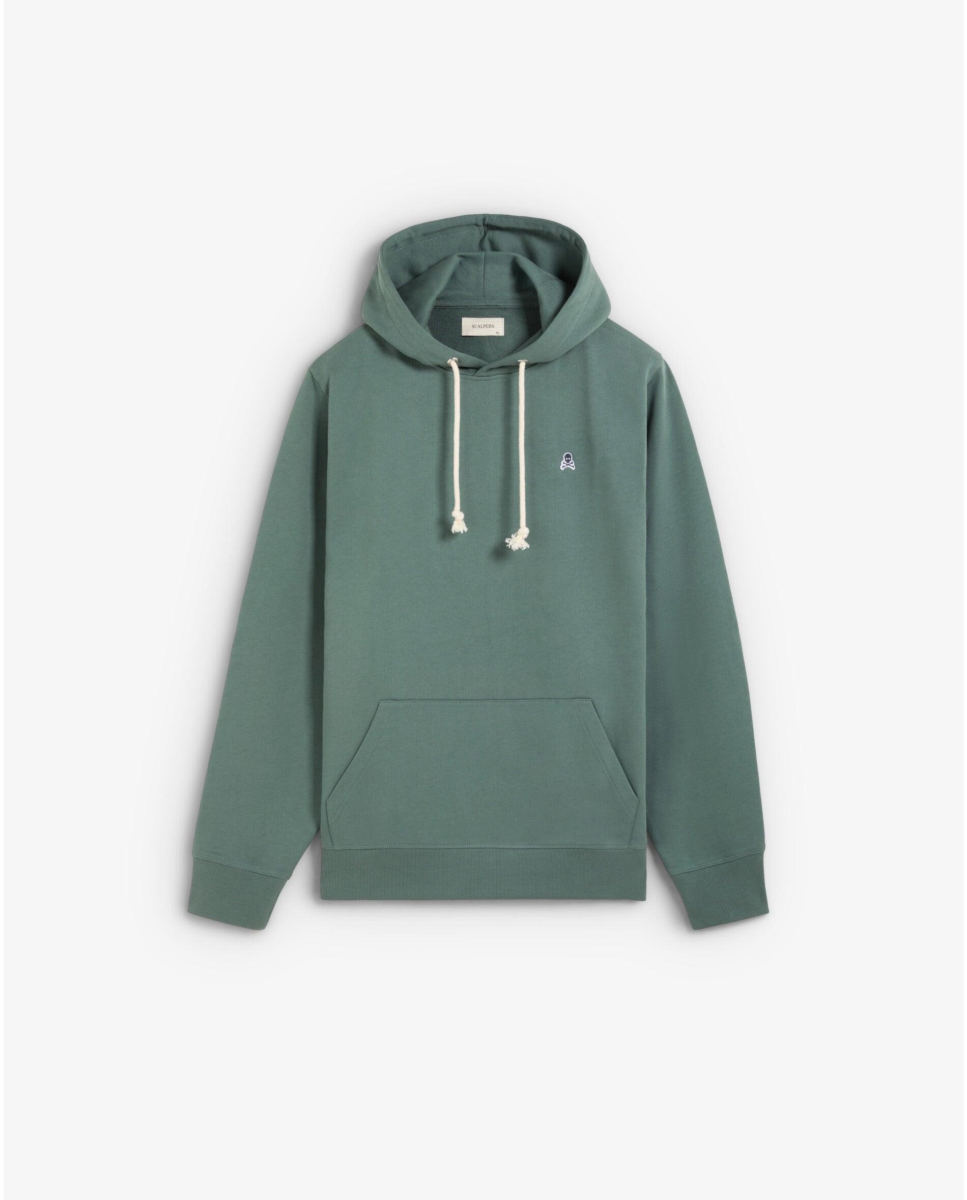 Sweatshirt com Capuz Regular Fit com Bolso Canguru Verde-azulado-1