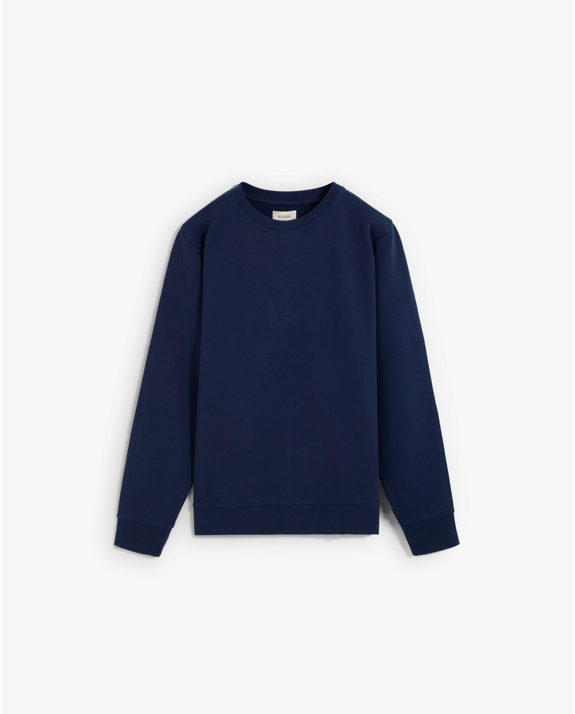 Sweatshirt com Gola Redonda e Logo Posterior em Relevo Azul-escuro-6