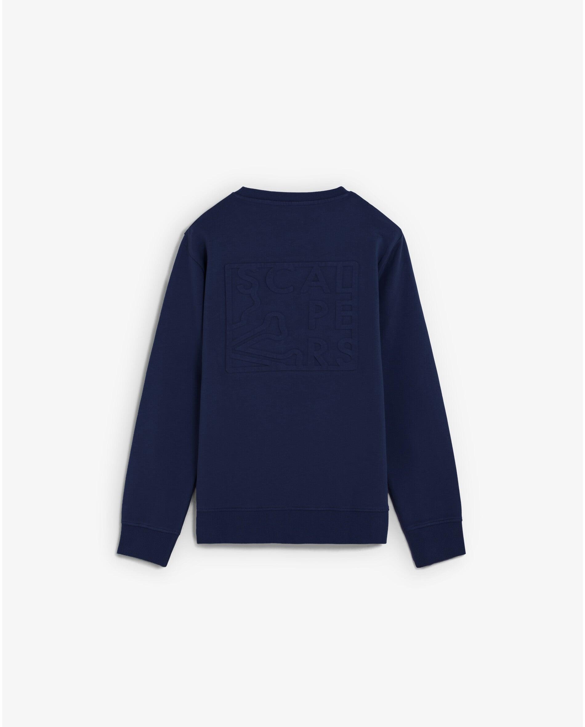Sweatshirt com Gola Redonda e Logo Posterior em Relevo Azul-escuro-7