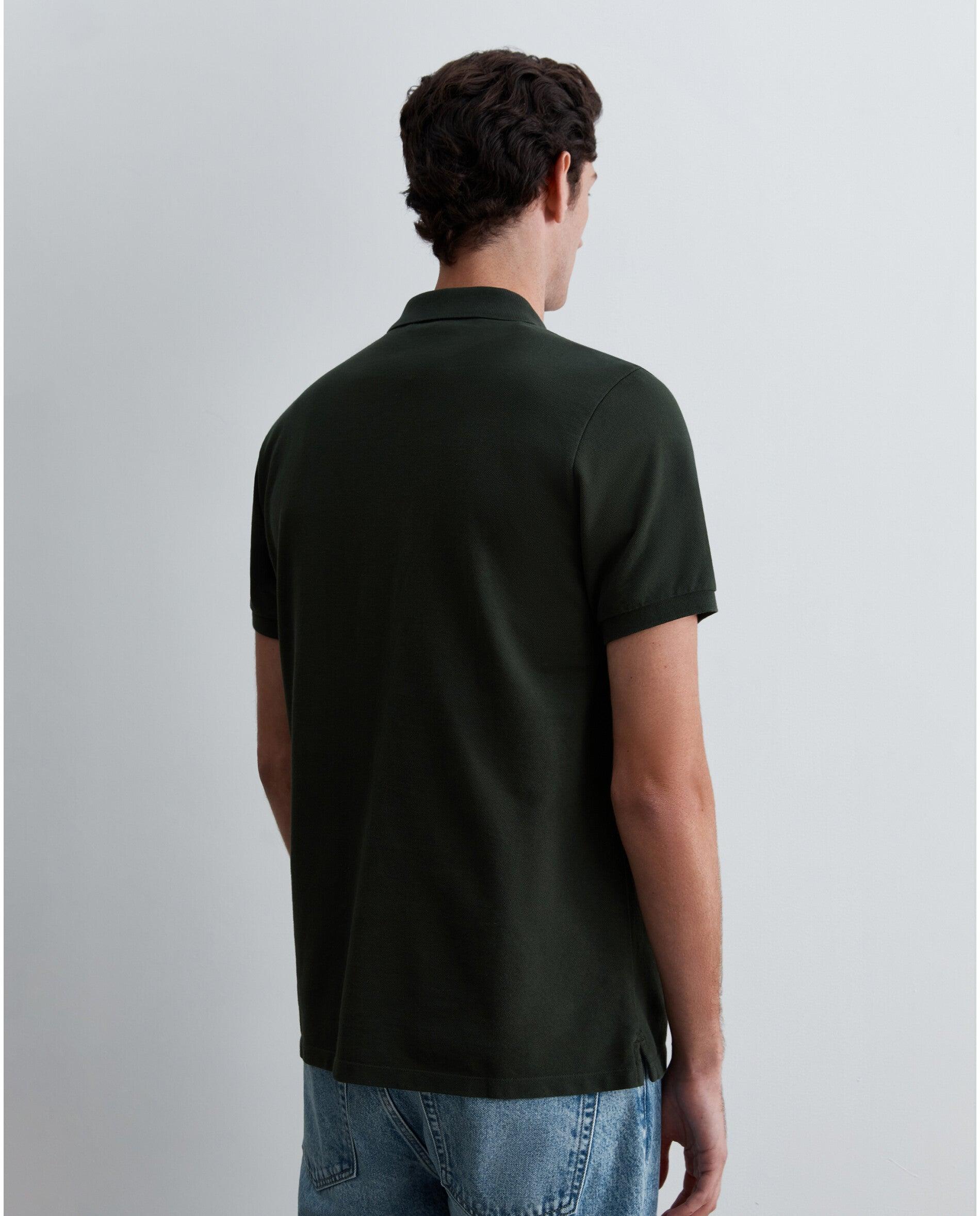 Polo Piqué de Manga Curta Regular Fit Verde-escuro-2