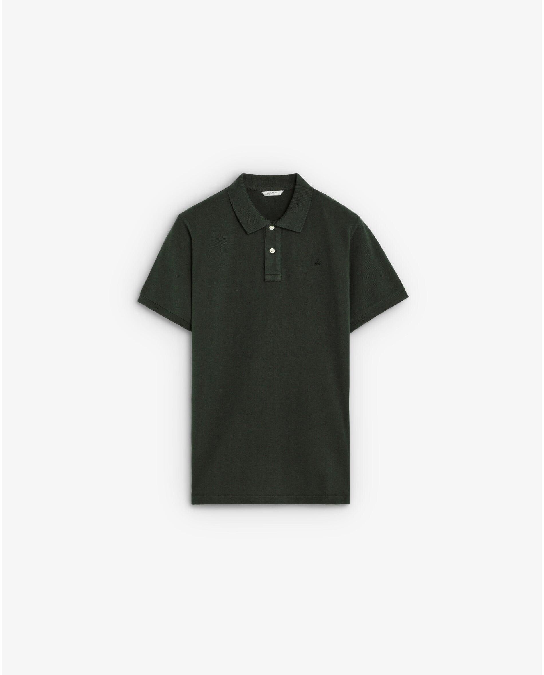 Polo Piqué de Manga Curta Regular Fit Verde-escuro-5