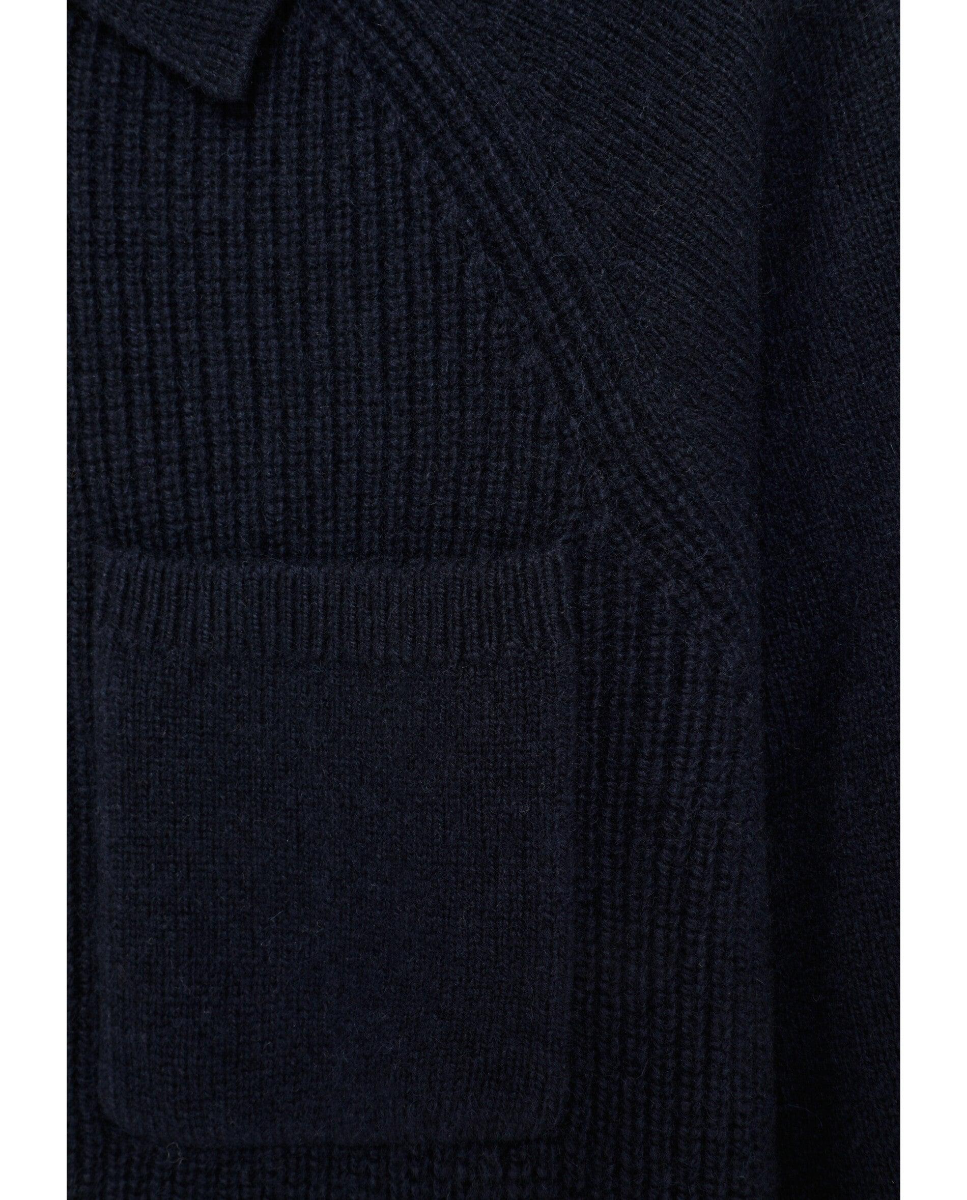 Camisola com Fecho Zip na Gola e Bolso no Peito Navy-3