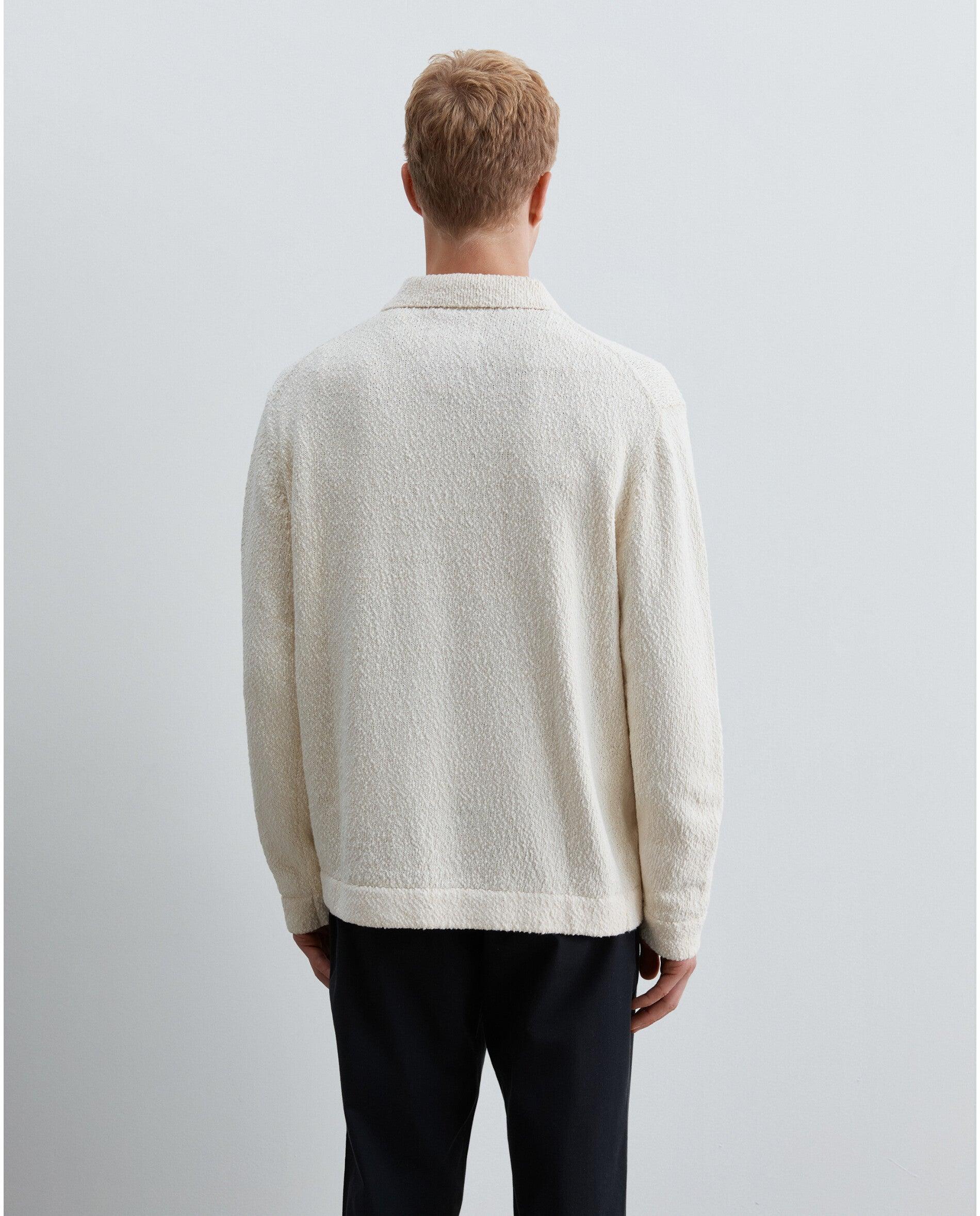 Camisola com Gola Tipo Polo e Aba de Botões Creme-2