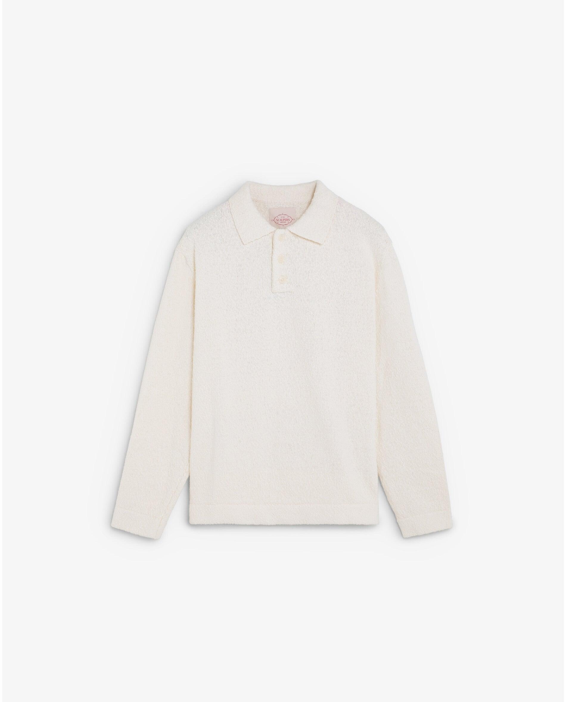 Camisola com Gola Tipo Polo e Aba de Botões Creme-6