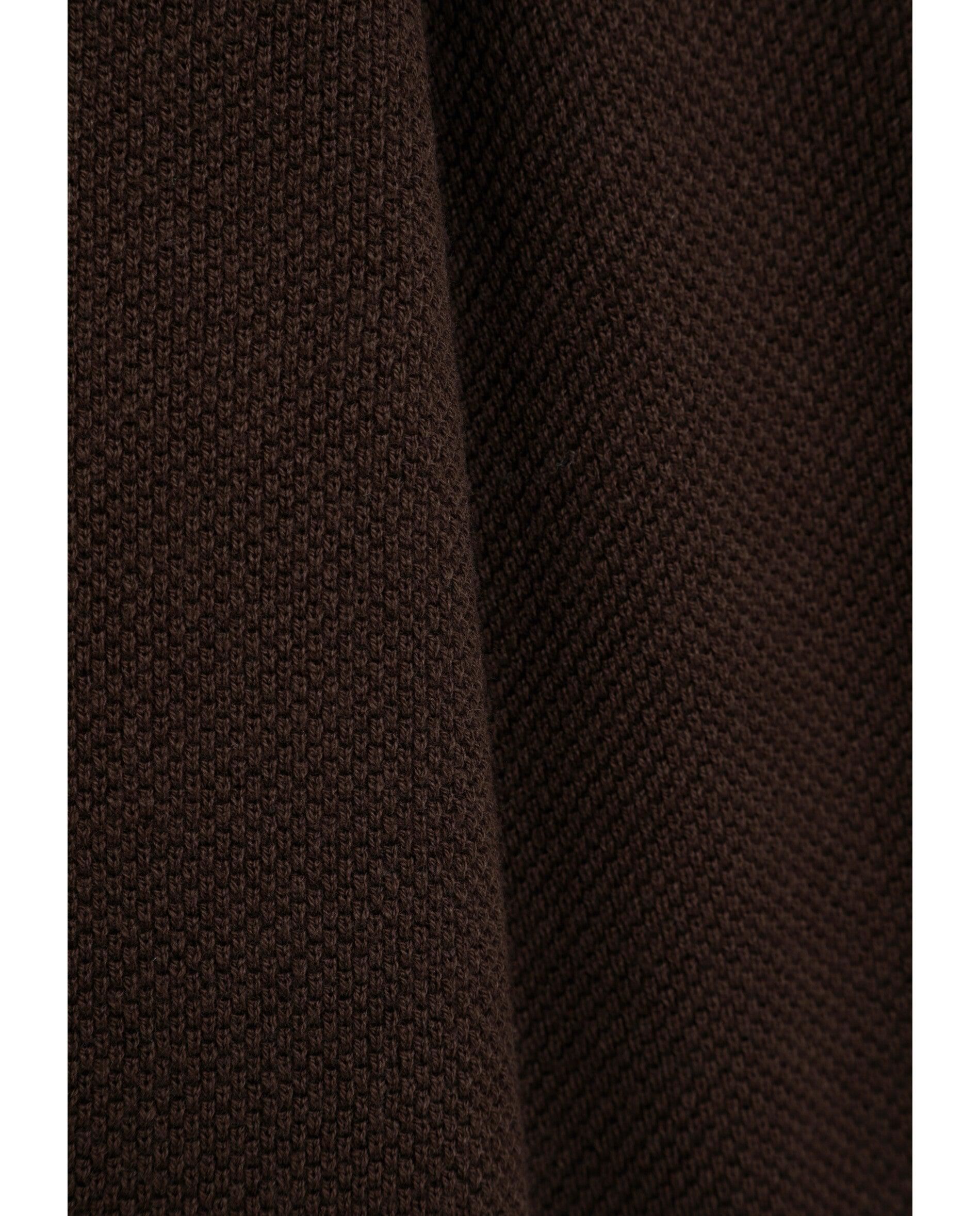 Camisola em Textura Piqué com Gola Polo Castanho-7