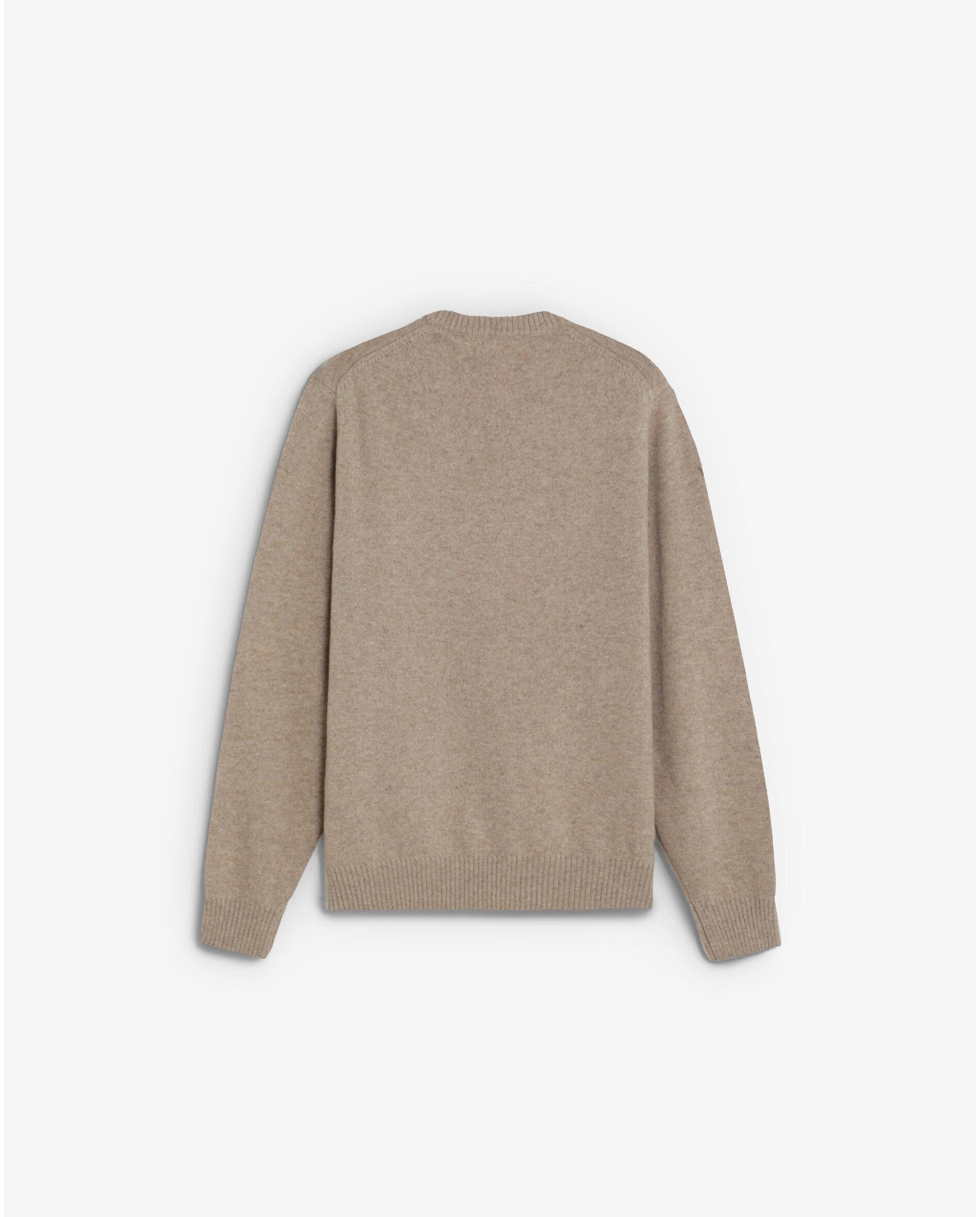 Camisola com Gola Redonda e Caveira Bordada no Peito Taupe-2