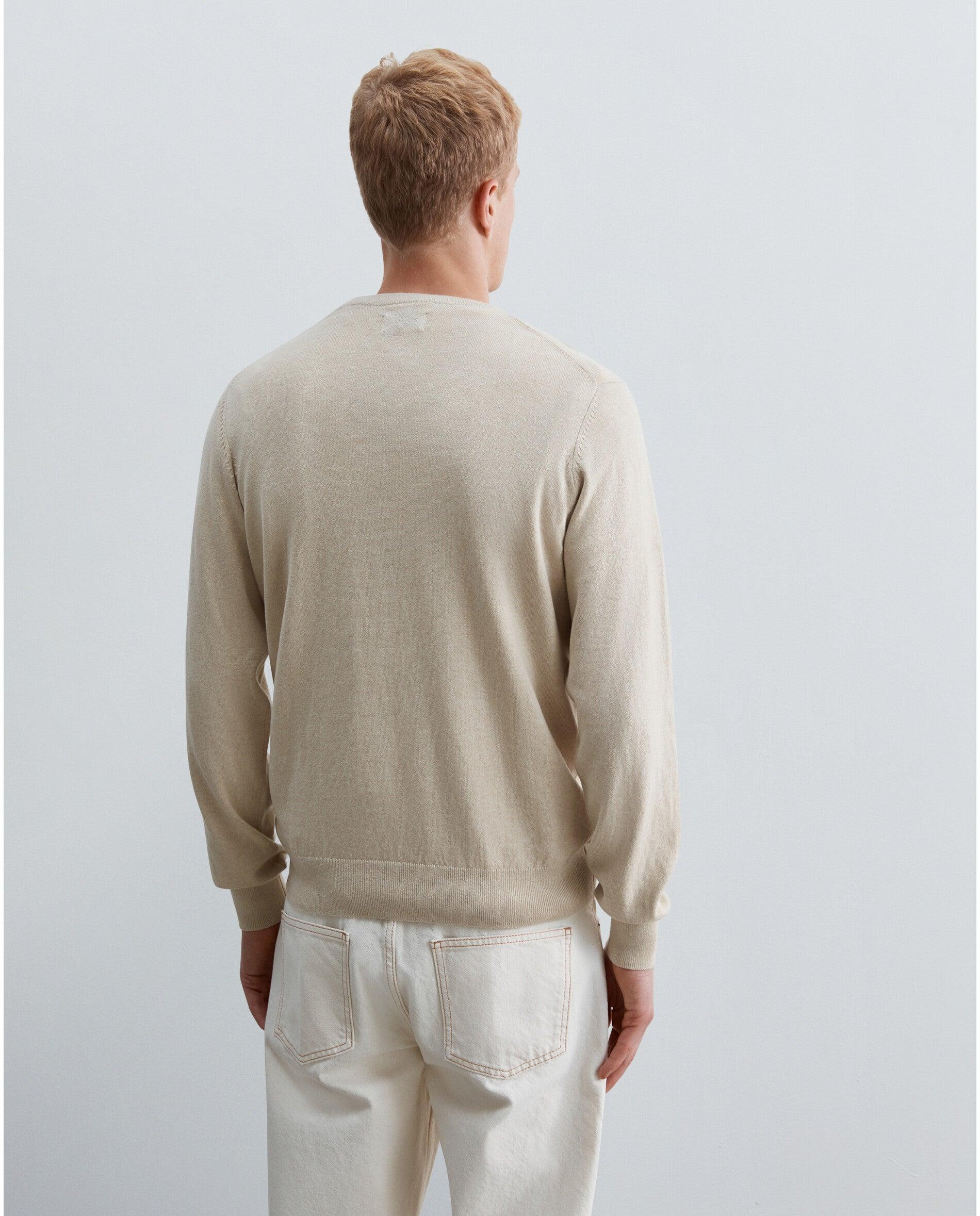 Camisola com Gola Redonda e Caveira Bordada Creme-2