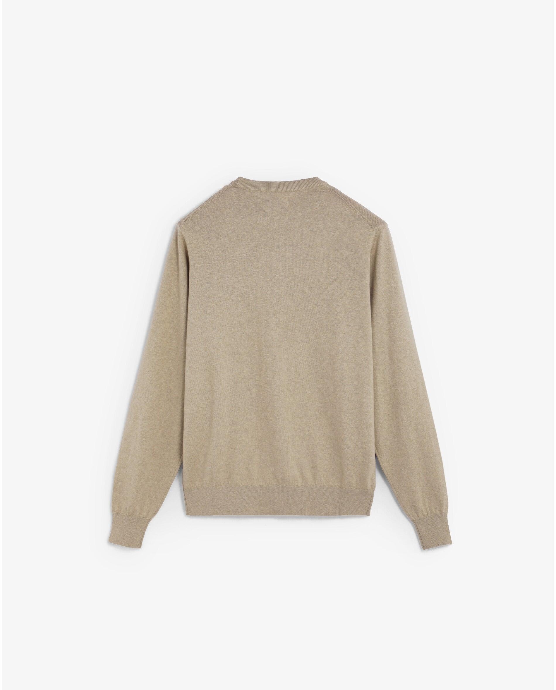 Camisola de Malha com Gola Redonda e Acabamentos em Rib Taupe-5