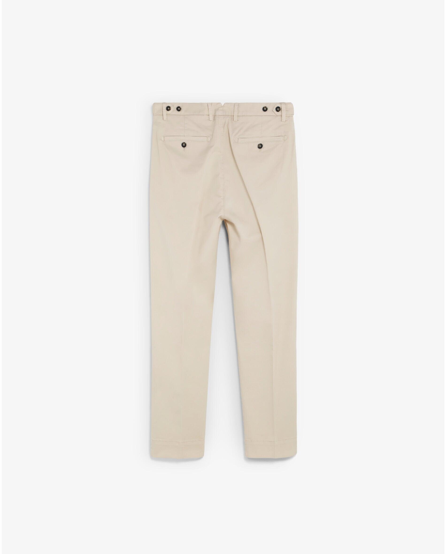 Calças Chino com Pinças Frontais e Ajuste Lateral com Botões Natural-8