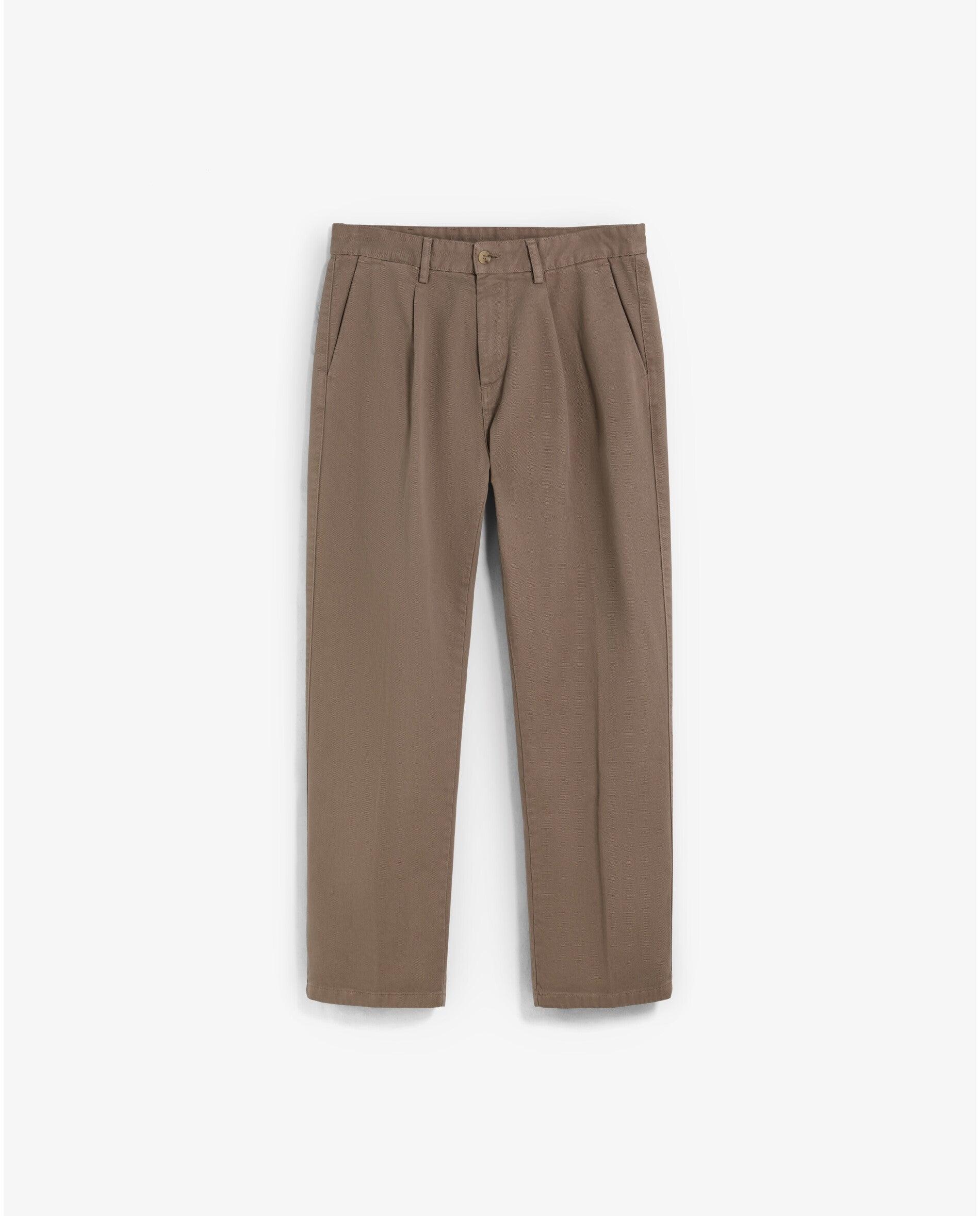 Calças Chino Loose Fit com Pinças Taupe-7