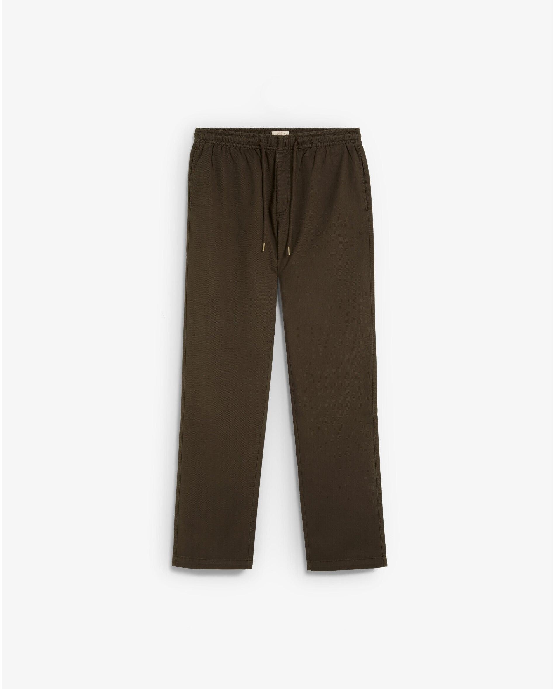 Calças Chino Relaxed Fit com Cordão de Ajuste Castanho-6