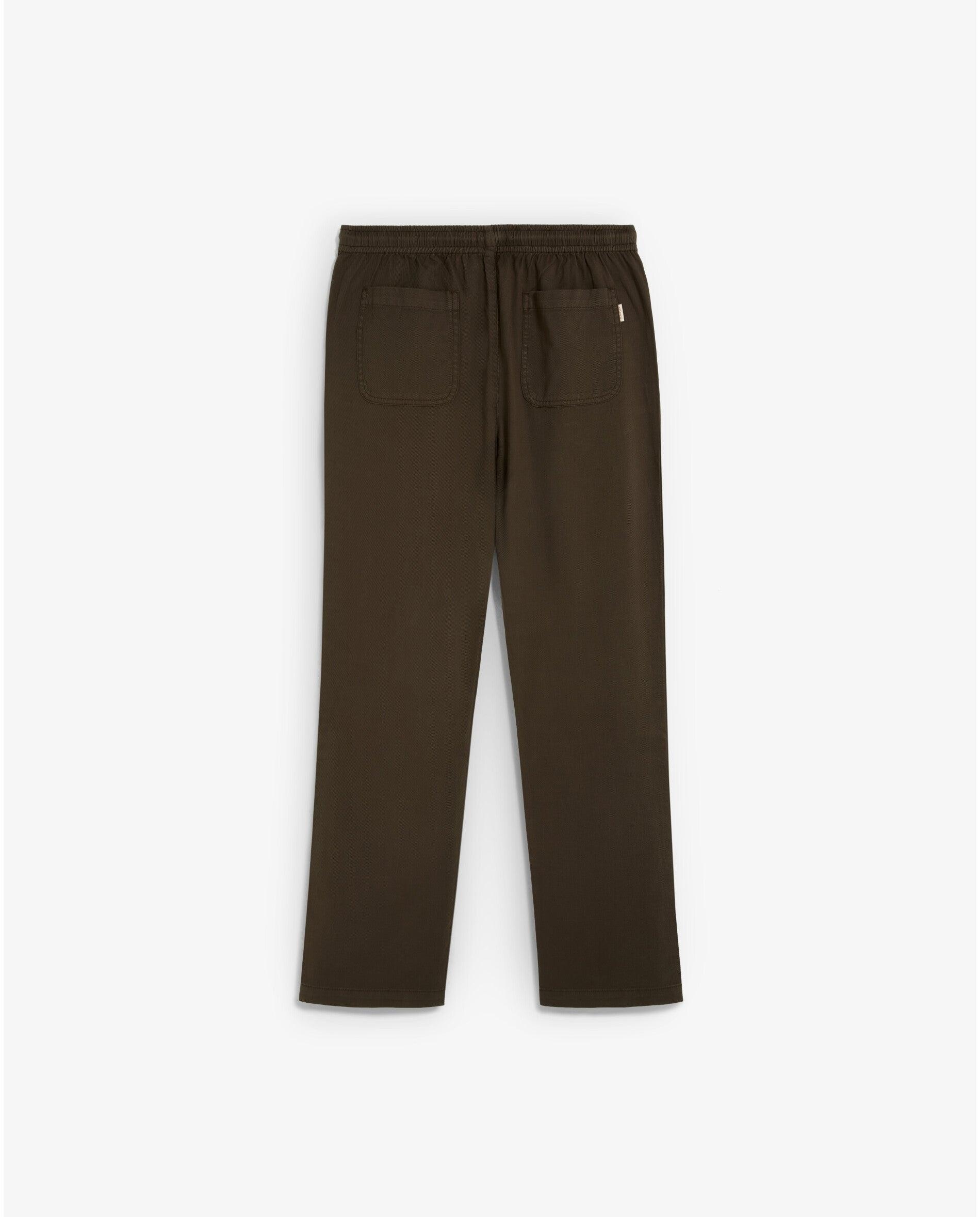 Calças Chino Relaxed Fit com Cordão de Ajuste Castanho-7