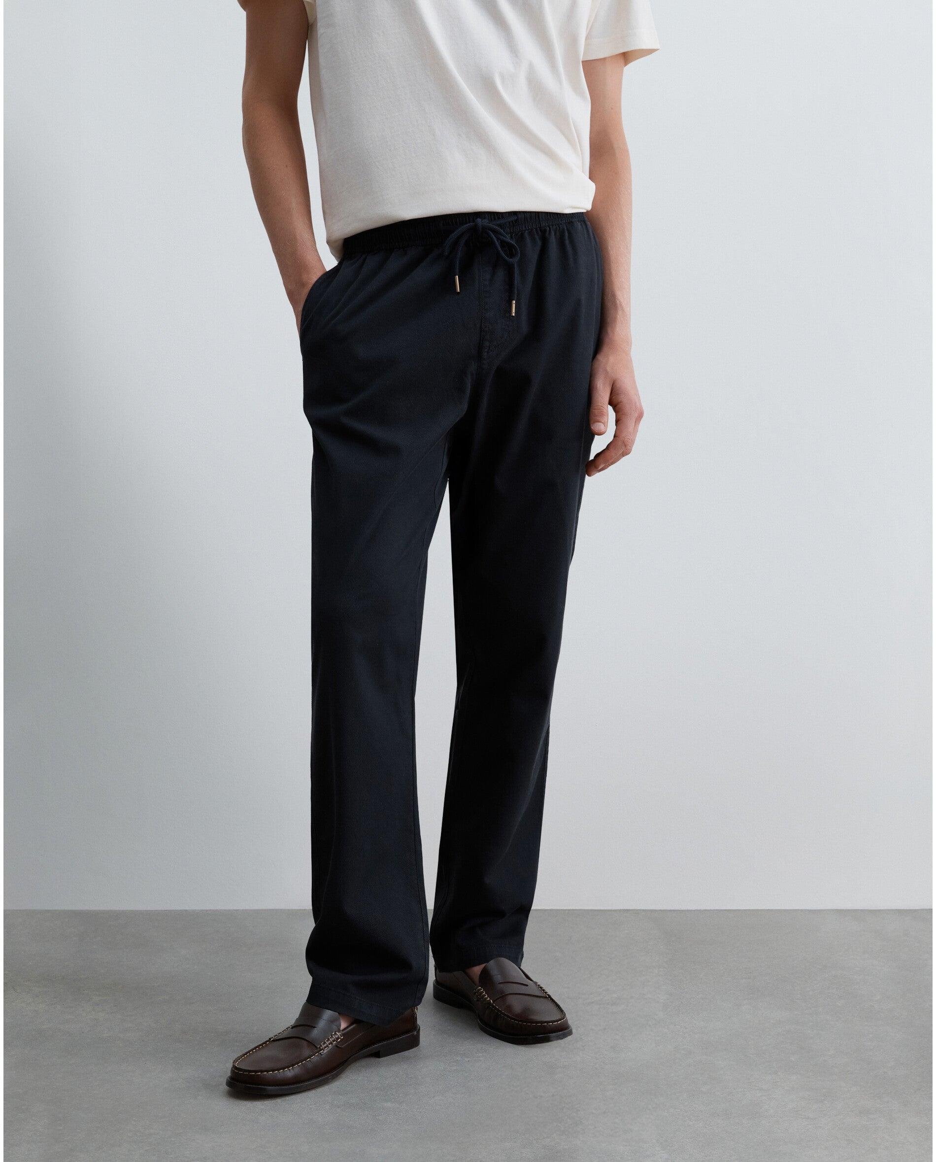 Calças Chino Relaxed Fit com Cordão de Ajuste Navy-2