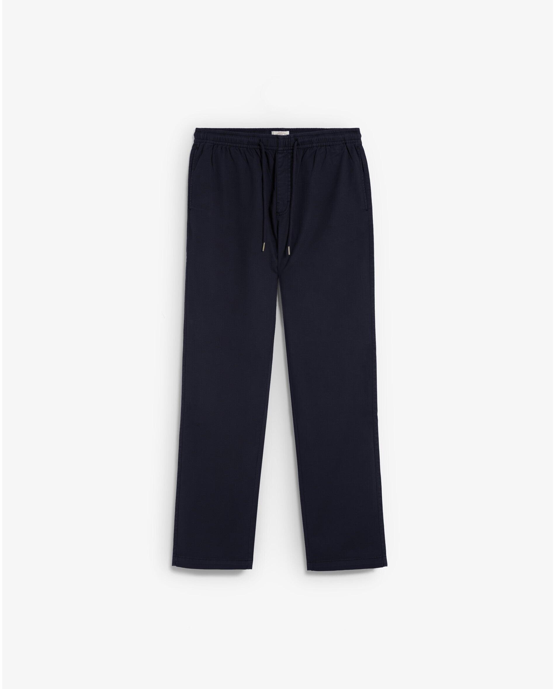 Calças Chino Relaxed Fit com Cordão de Ajuste Navy-5