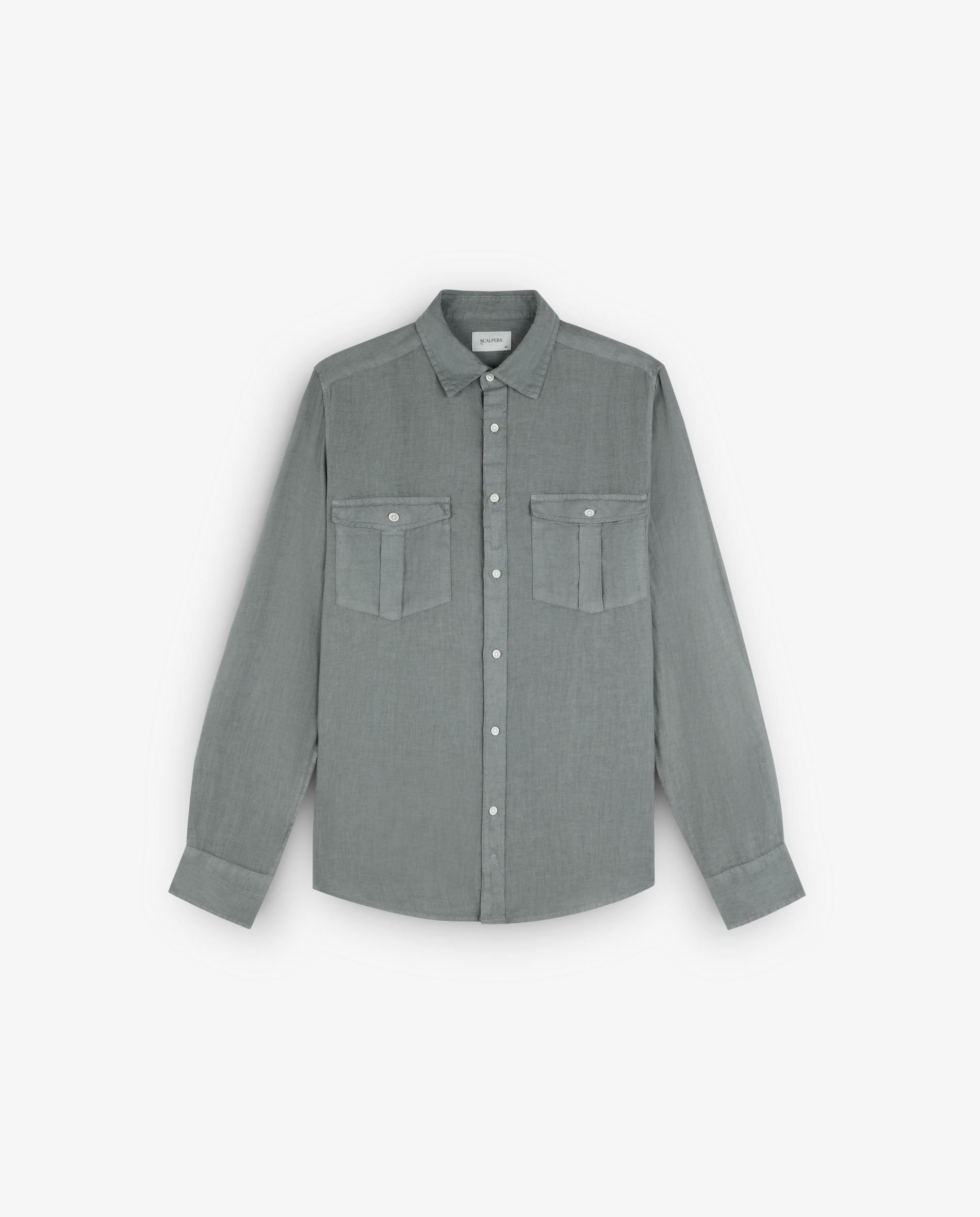 Imagem 0 de Camisa de Linho Regular Fit com Bolsos no Peito