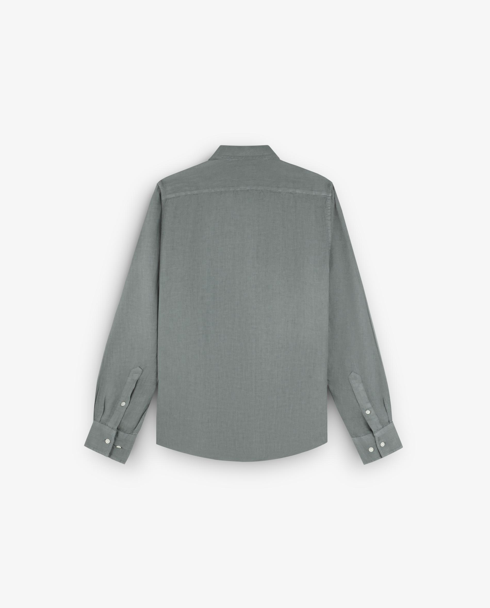 Camisa de Linho Regular Fit com Bolsos no Peito Cinzento quartzo metalizado-2