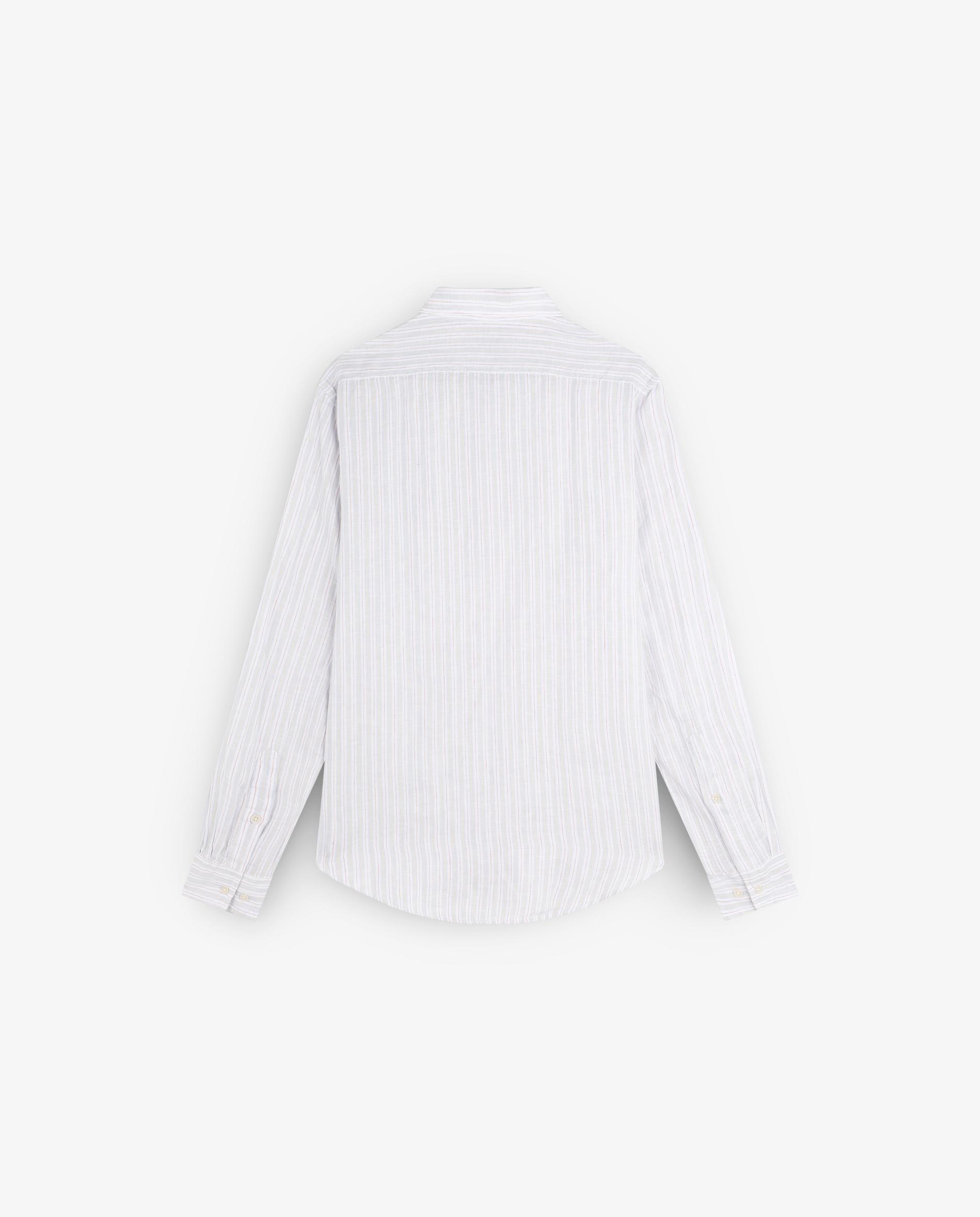 Camisa de Linho Regular Fit Às Riscas Multicolor-2
