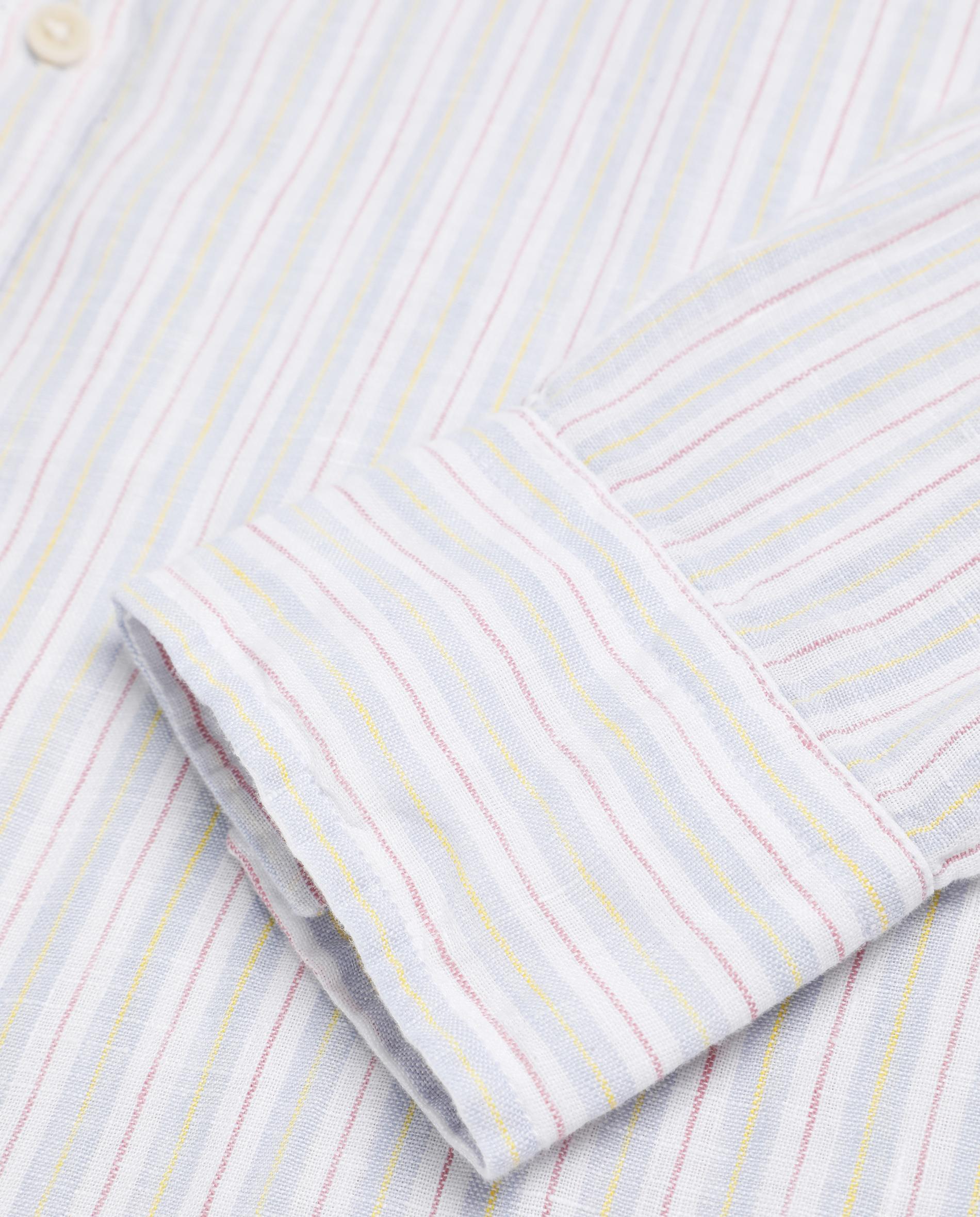 Camisa de Linho Regular Fit Às Riscas Multicolor-3