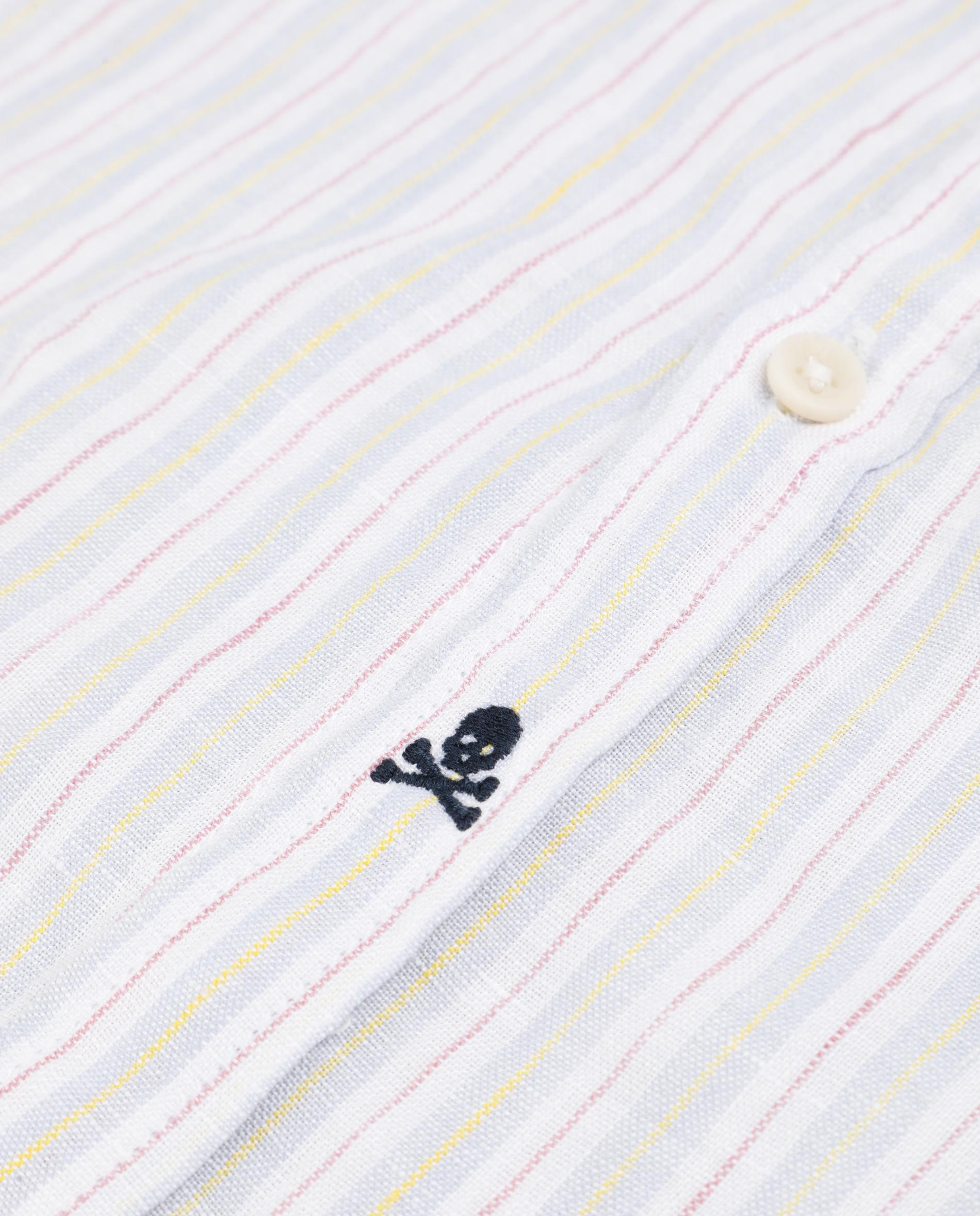 Camisa de Linho Regular Fit Às Riscas Multicolor-4