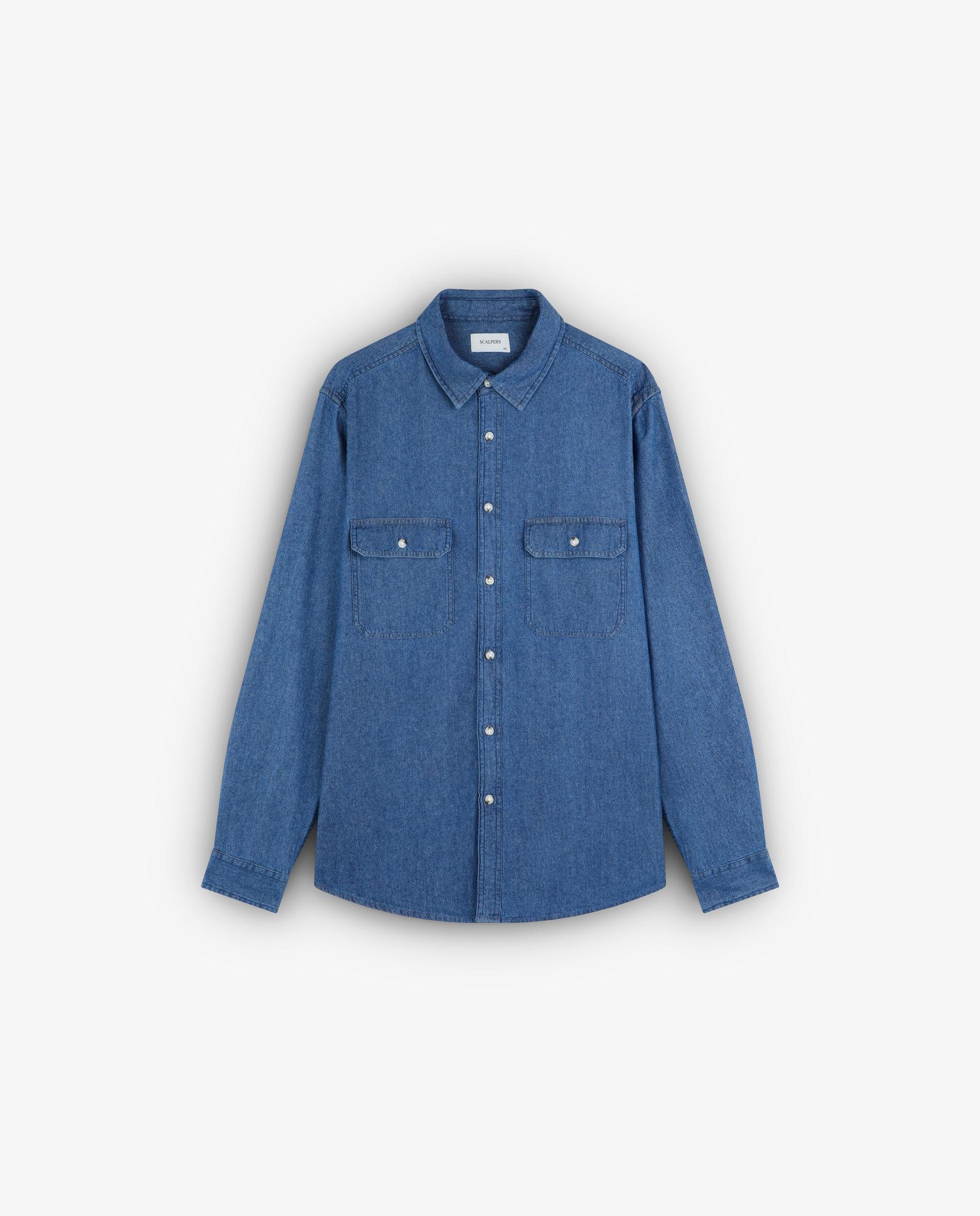 Imagem 0 de Camisa Jeans Regular Fit com Bolsos no Peito