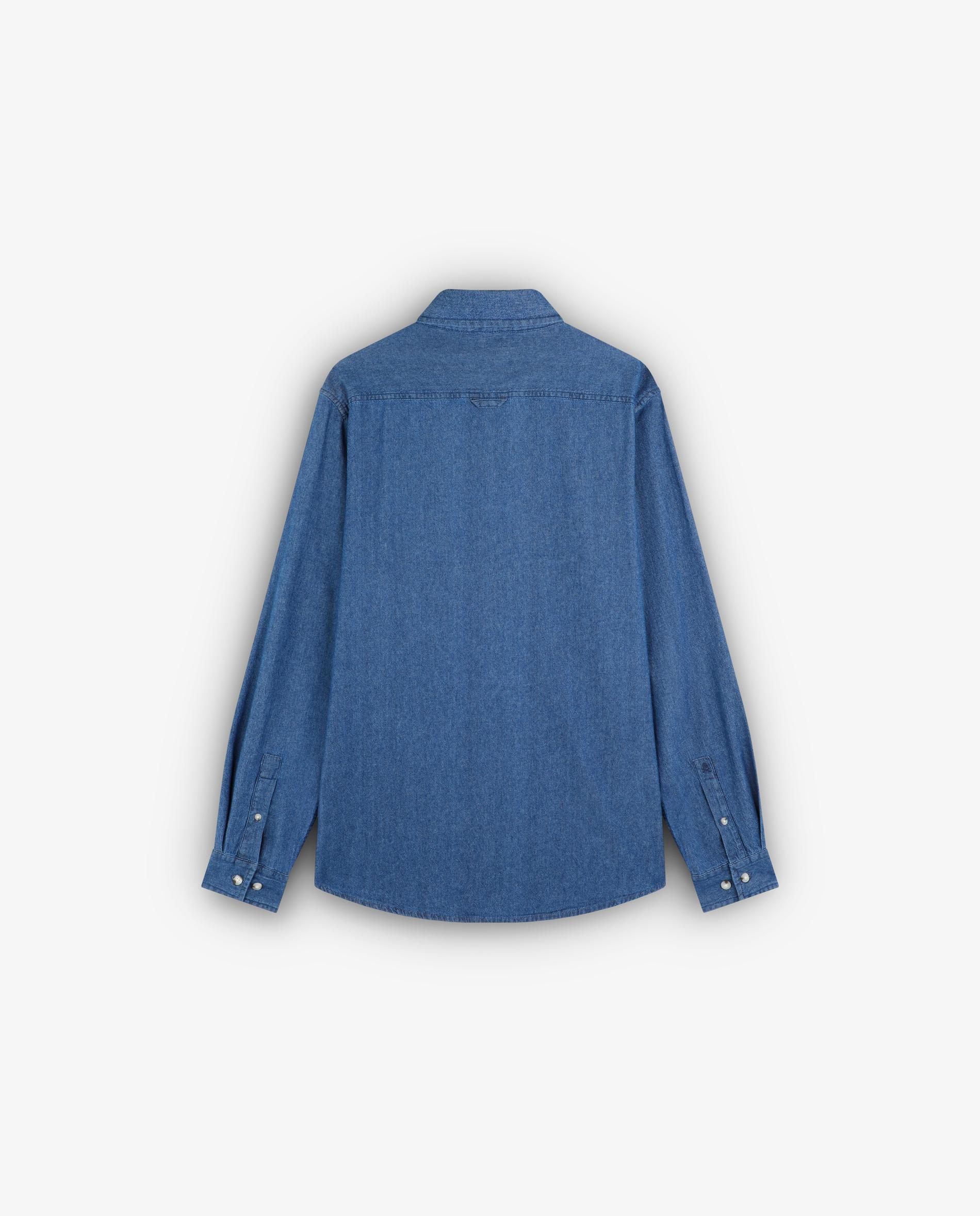 Camisa Jeans Regular Fit com Bolsos no Peito Azul-índigo-2