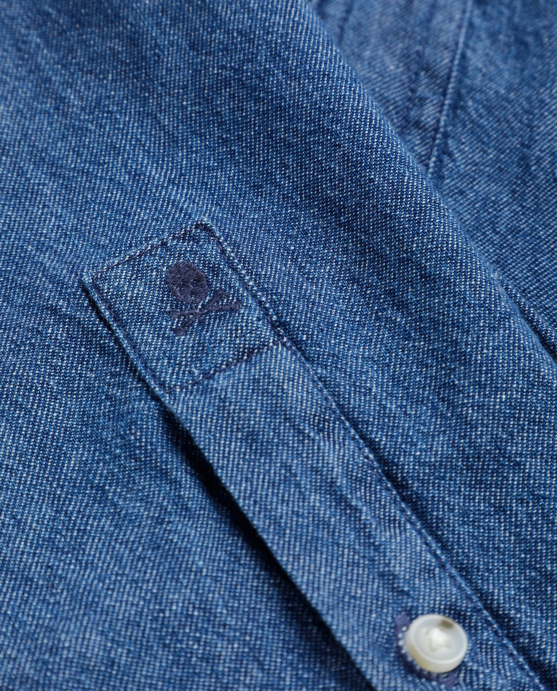 Camisa Jeans Regular Fit com Bolsos no Peito Azul-índigo-4